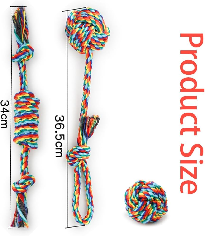 Dog Rope Toys 4 Pack, Dog Tug Toy, Colorful Braided Cotton Rope Dog Toy for Puppies Puppy Small Dog Teething Chew, Cleaning Pet'S Teeth during Playtime image number 3