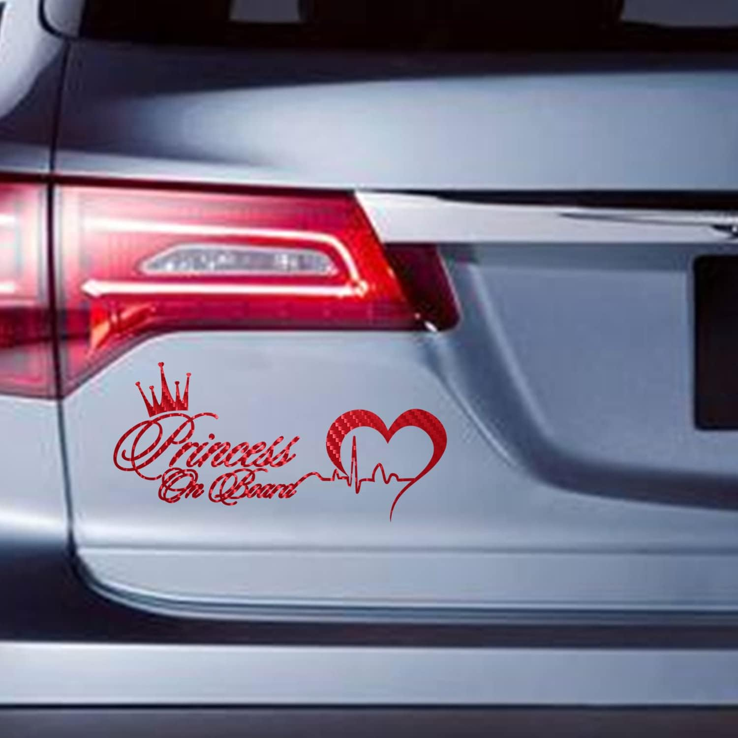 Princess on Board Sticker for Cars - Baby Girl Safety Sign, Heartbeat Decal for Car Window and Bumper (Colorful) - Colorful image number 5