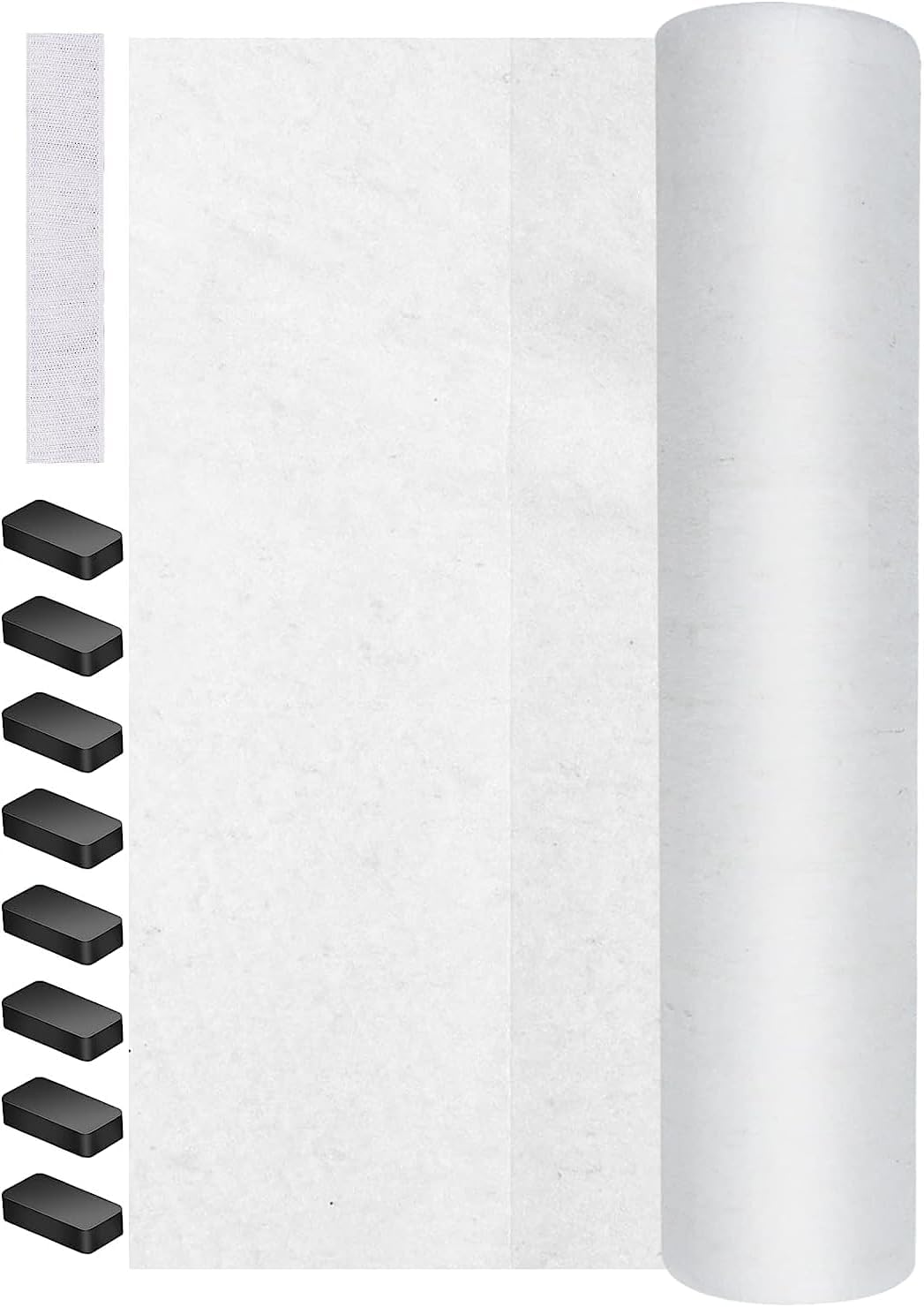 Range Hood Filters, Nonwoven Fabric Range Hood Replacement Filter with Adhesive Strips and Magnetic Block, anti Oil Filter Paper for Kitchen (2*Range Hood Filters 2*Adhesive Strips 16*Magnetic Blocks)