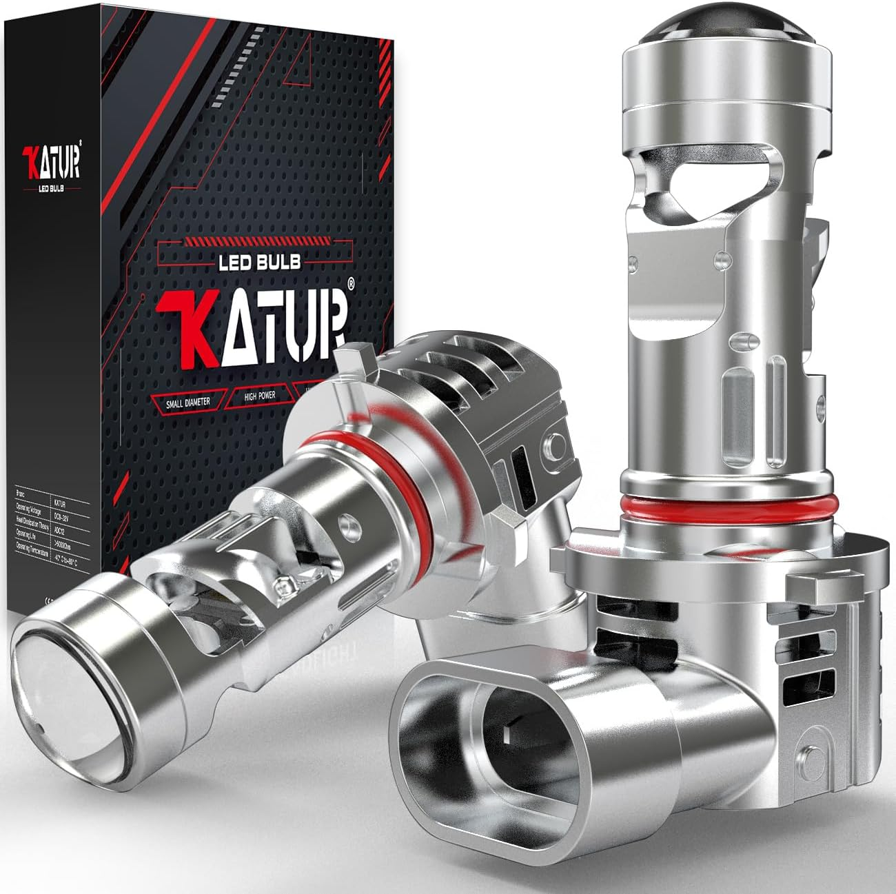 HB3 LED Headlight Bulbs, KATUR Upgraded 800% Ultra Brightness 30000LM 6000K Xenon White Real 1:1 Mini Size Plug and Play 9005 LED Bulbs with Projector Lens, Pack of 2 image number 1