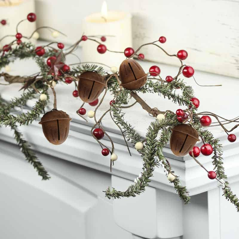 20 Pc Country Primitive Rusty Acorn Jingle Bells Rustic Farmhouse Home Decor for Christmas Crafting Autumn (Rusty Acorn Bells) image number 4