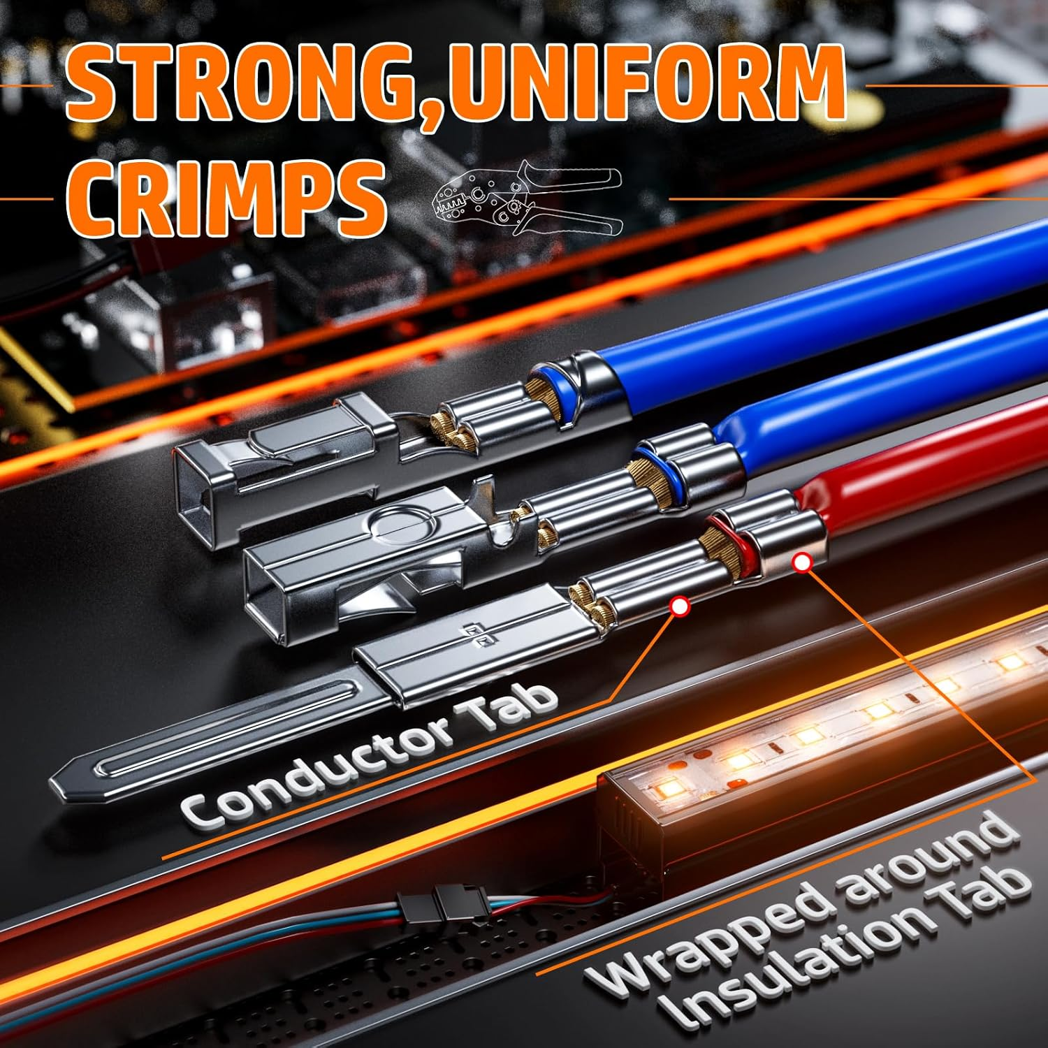 PEBA Micro Connector Pin Crimping Tool 0.03-0.5Mm&sup2; 32-20AWG Ratcheting Crimper for 2.0Mm, 2.5Mm, 2.54Mm, 3.0Mm Pitch JST PH, Dupont, Open Barrel Connectors, D-Sub, Suits Molex, JST, JAE image number 1