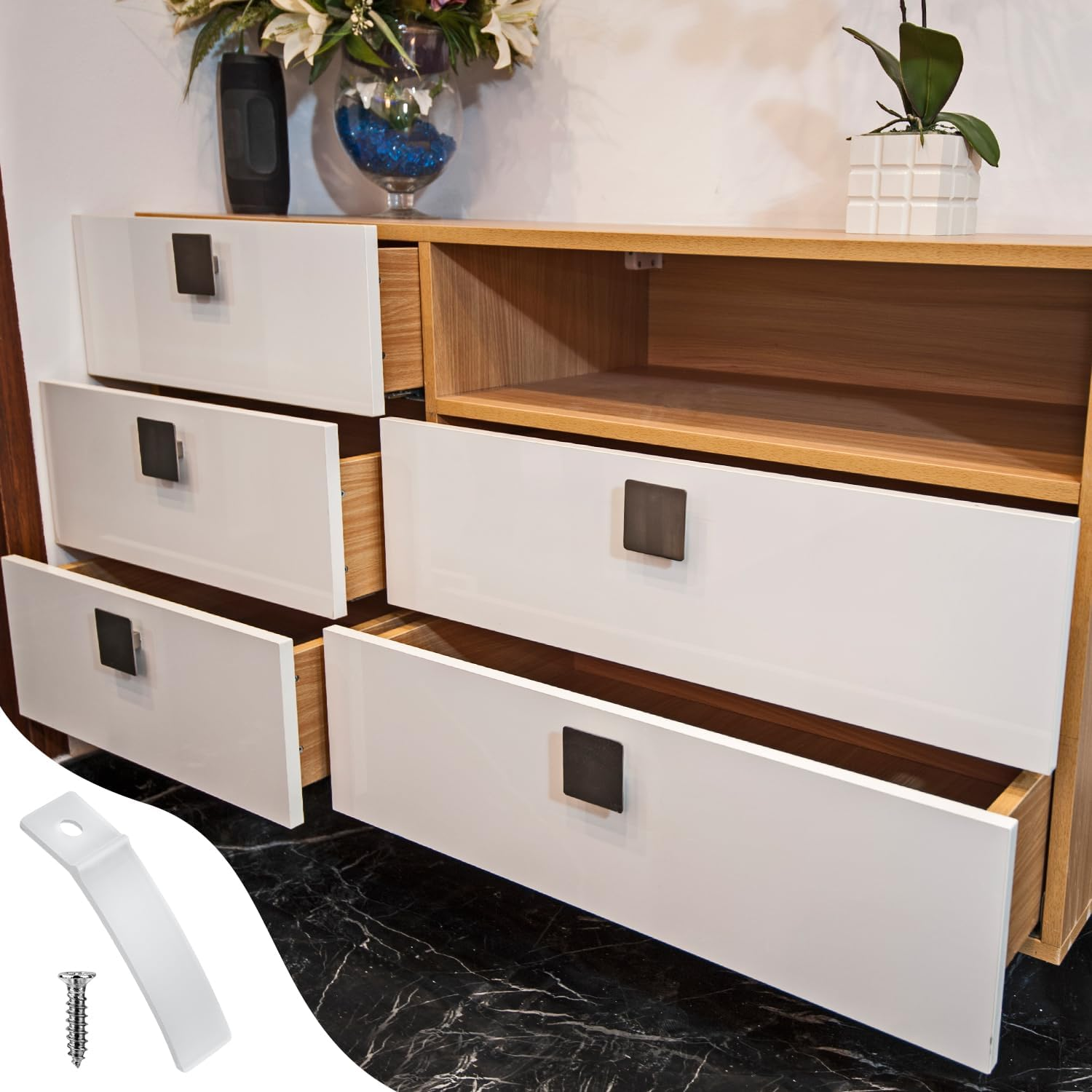 30Pcs Anti-Slip Drawer Stoppers, Non Slip Clear PVC Plastic Drawer Stops with Screws for Old Dresser Furniture Cabinet Bottom Repair Fixing Tool Replacement image number 2