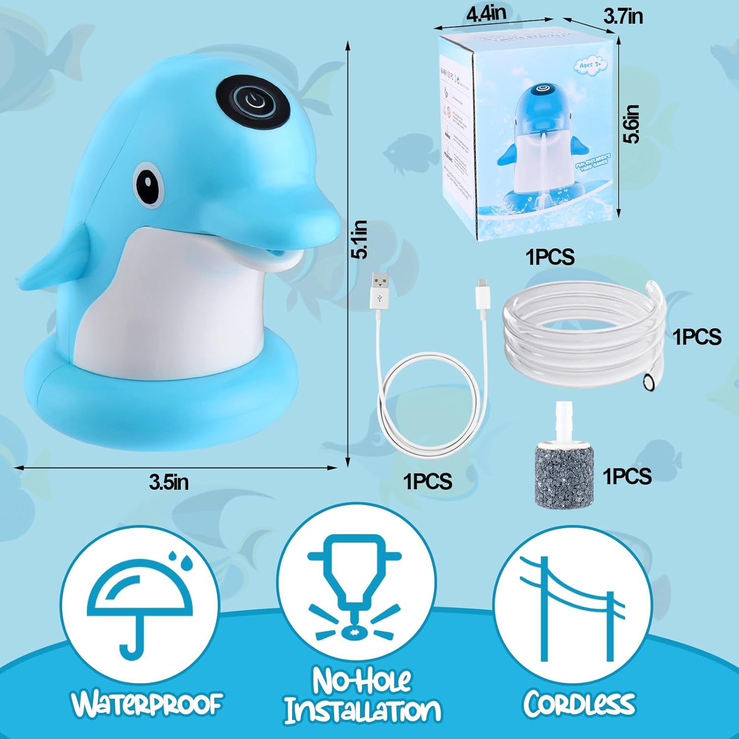 Water Table Pump Continuous Flow,Cordless Kids Battery Powered Water Outdoor Pump,No-Hole Installation Electric Rechargeable Not Octopus Water Tablepump,Watertable Accessories image number 1
