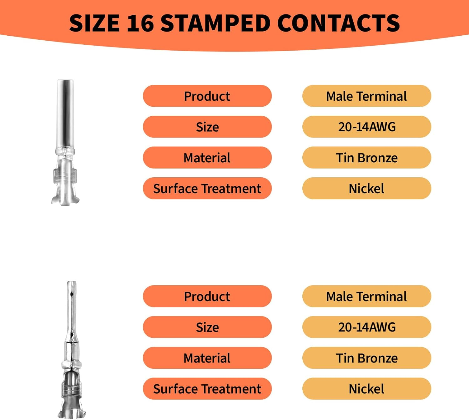 MAEZOE 2 Pin Deutsch DT Connector Kits, 6 Sets 2 Pin Waterproof Connector with Size 16 Solid Contacts, Electrical Wire Connector for Truck, Off-Road Vehicles, Marine, Motorcycle Wiring image number 2