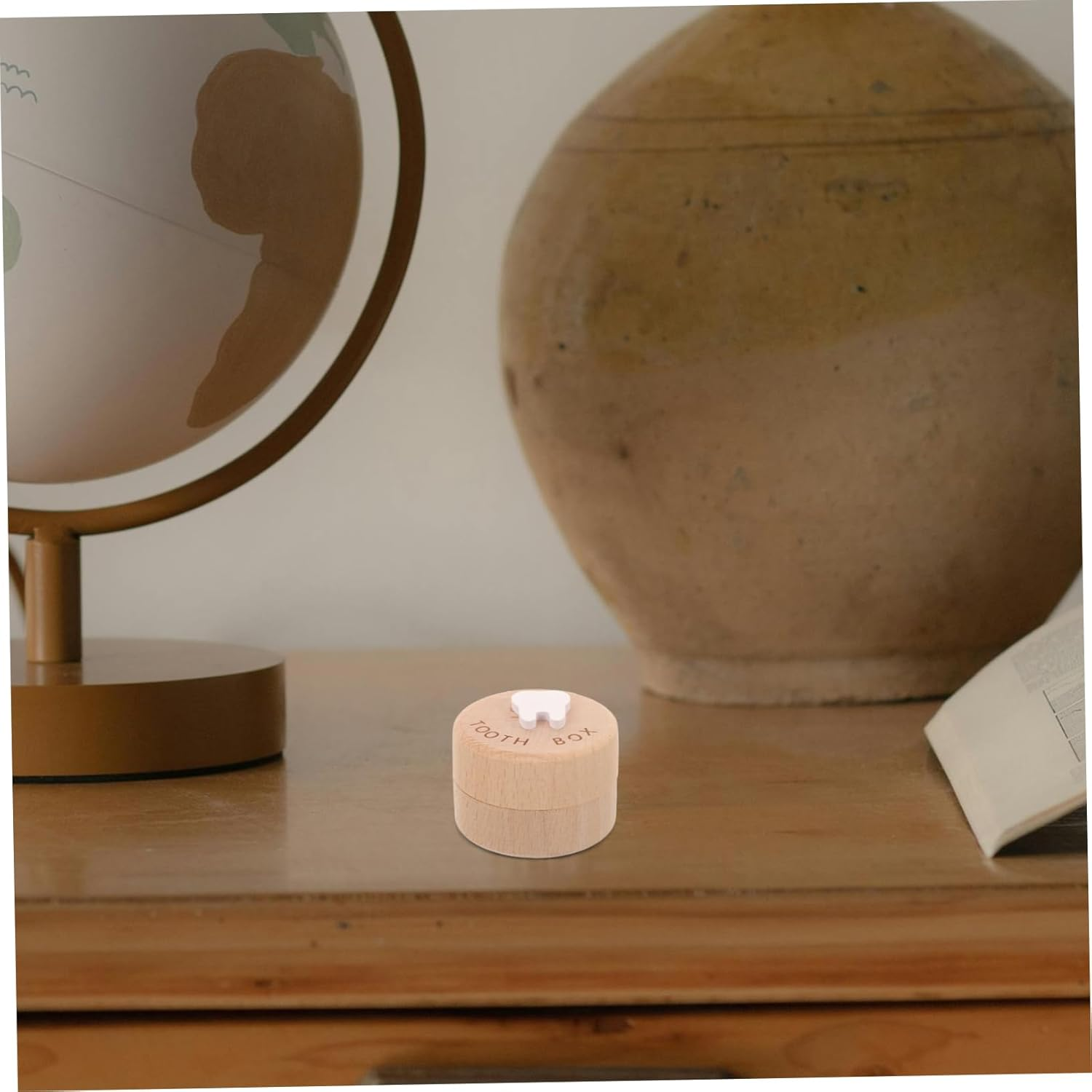 Baby Tooth Box Wooden Keepsake Tooth Holder Storage Container Natural Wood Souvenir Organizer for Boys and Girls and Baby Hair Storage