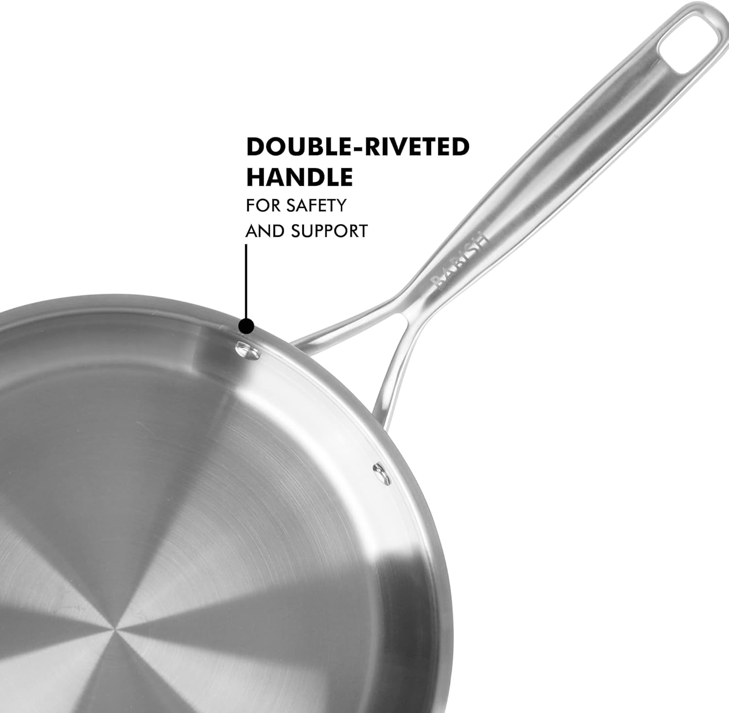 Babish 12 Inch Stainless Steel Triply Professional Grade Fry Pan W/Stainless Lid image number 4
