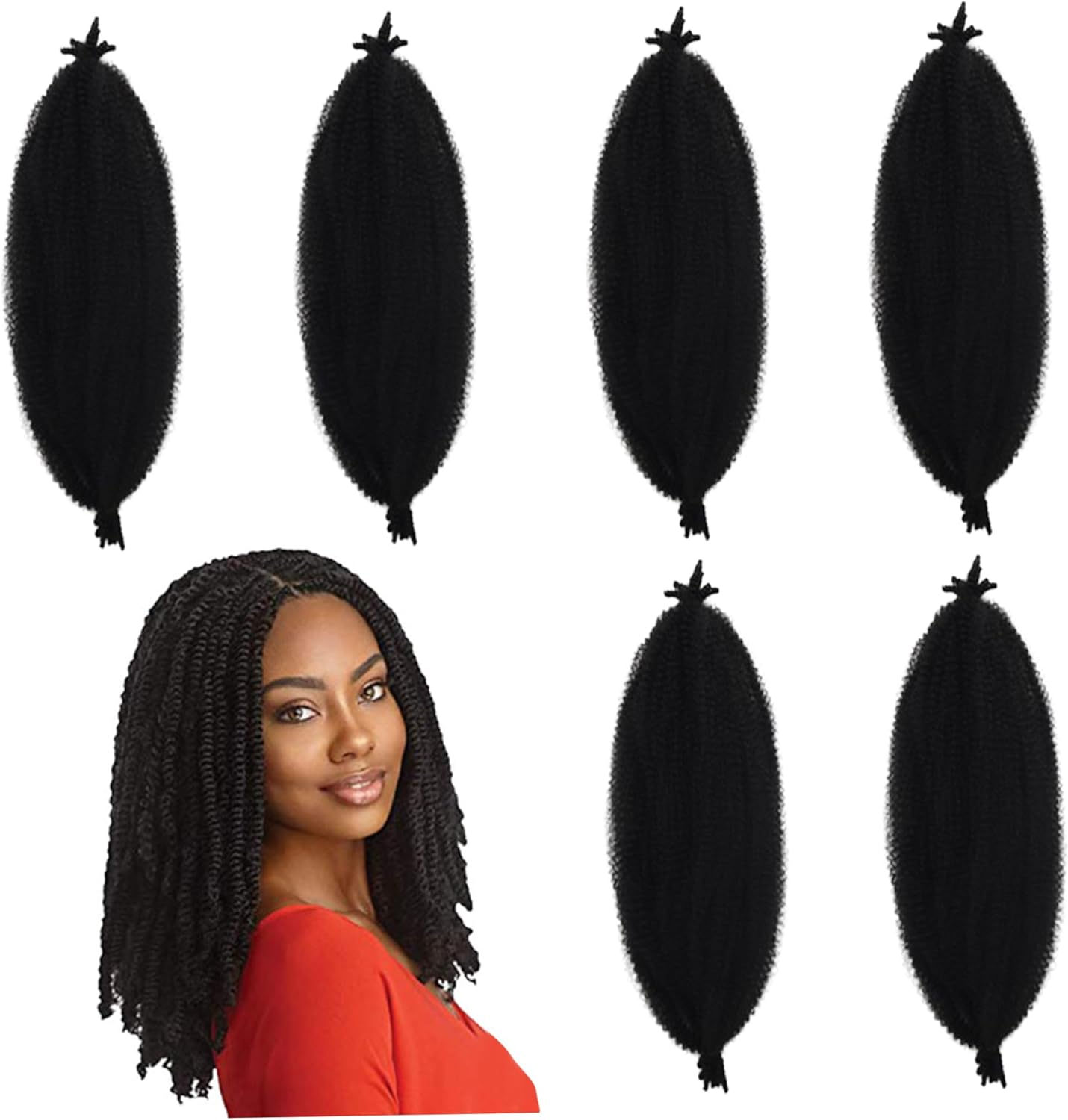 Passion Twist Hair 6 Packs 16 Inch Butterfly Locs Pre-Separated Spring Twist Hair Soft Faux Locs Natural Black Crochet Hair for Women Short, Passion Twist Crochet Hair image number 1