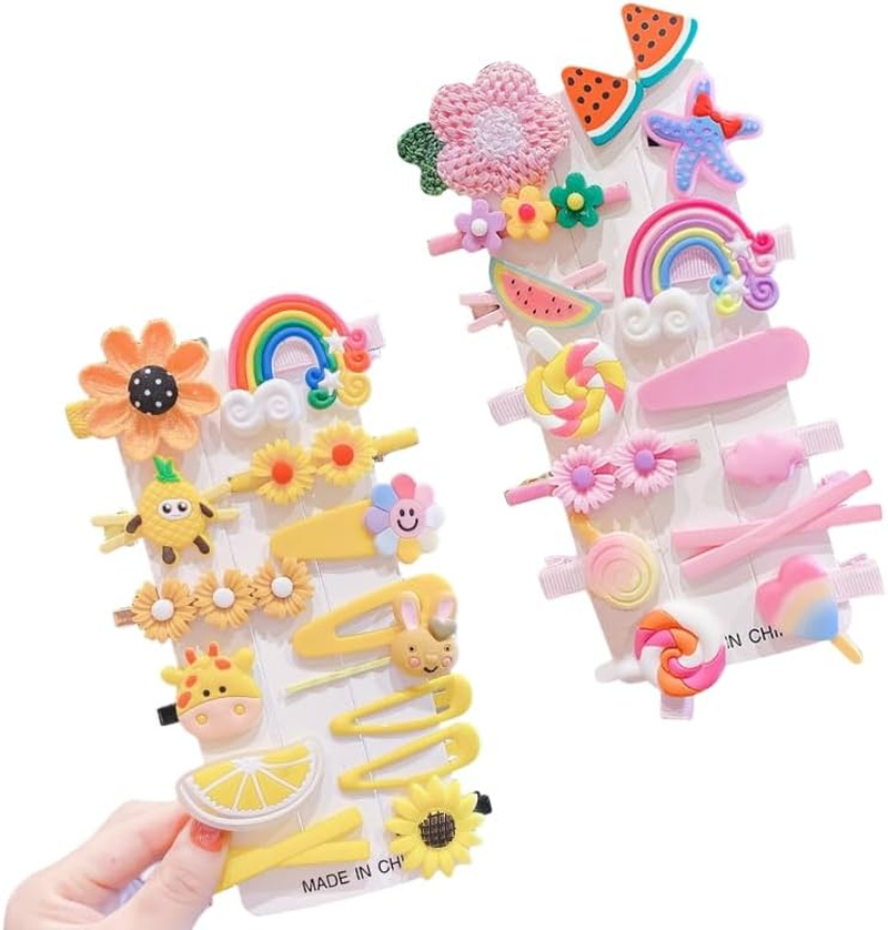 Baby Girls Hair Clips, 28Pcs Adorable Fun Hair Accessories Cute Flowers Fruit Candy Rainbow Mutil Color Dessert Patternsbarrettes for Kids Little Girls image number 2
