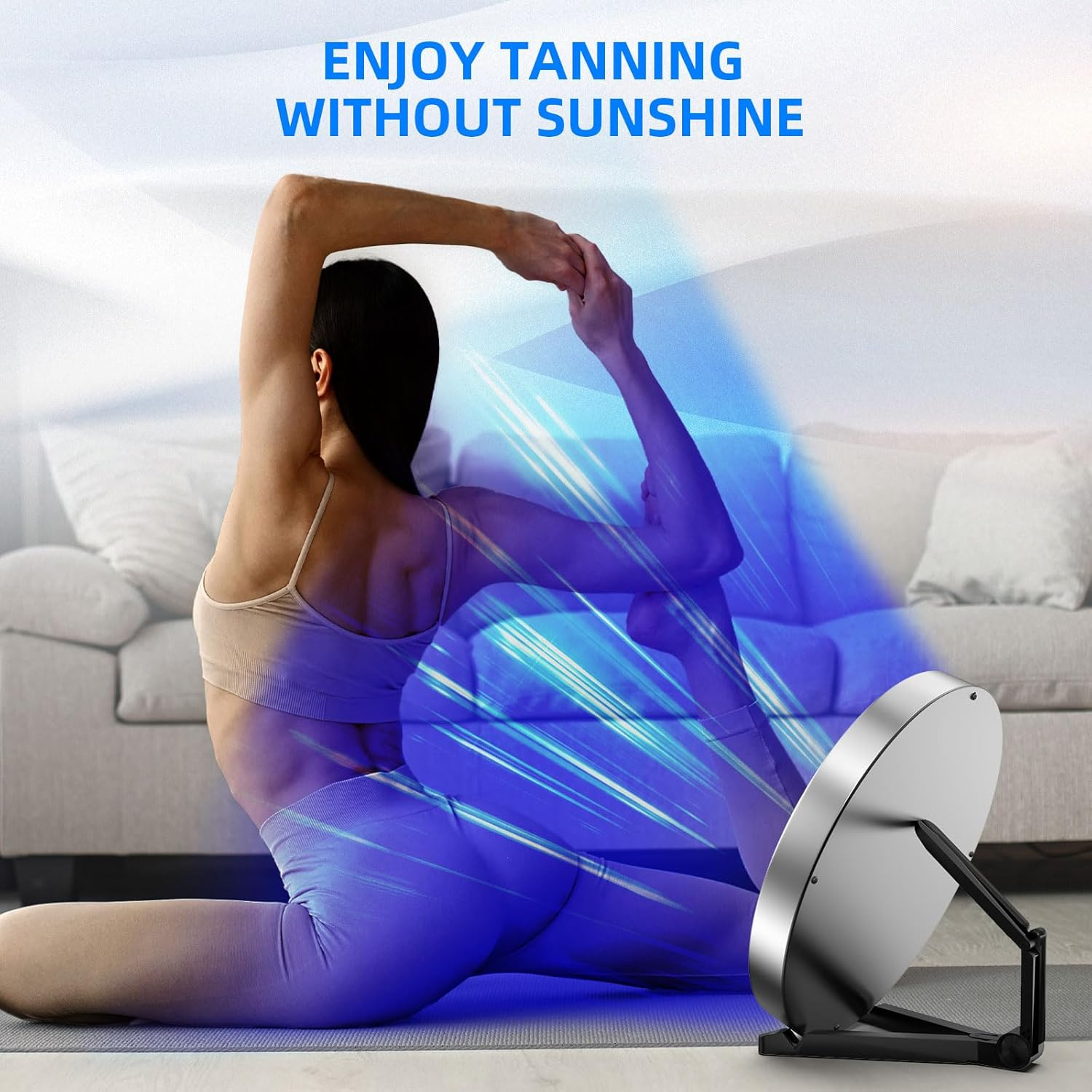 Solarium for Home, 460 NM Portable Tanning Lamp with 225 Leds, 45 W Face Solarium, Adjustable Stand and Hanging Hooks, Face Tanner Solarium for Home for Body image number 4