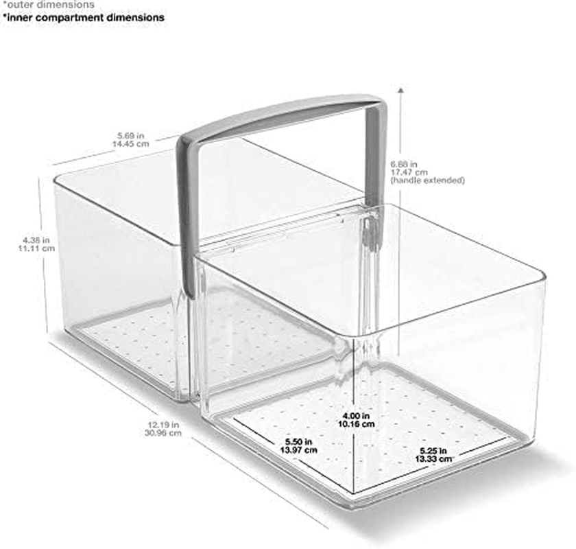 Madesmart Fridge Portable Tote/Condiment Caddy, 12.19 X 5.69 X 4.38 in (30.96 X 14.45 X 11.11 Cm), Light Grey image number 6