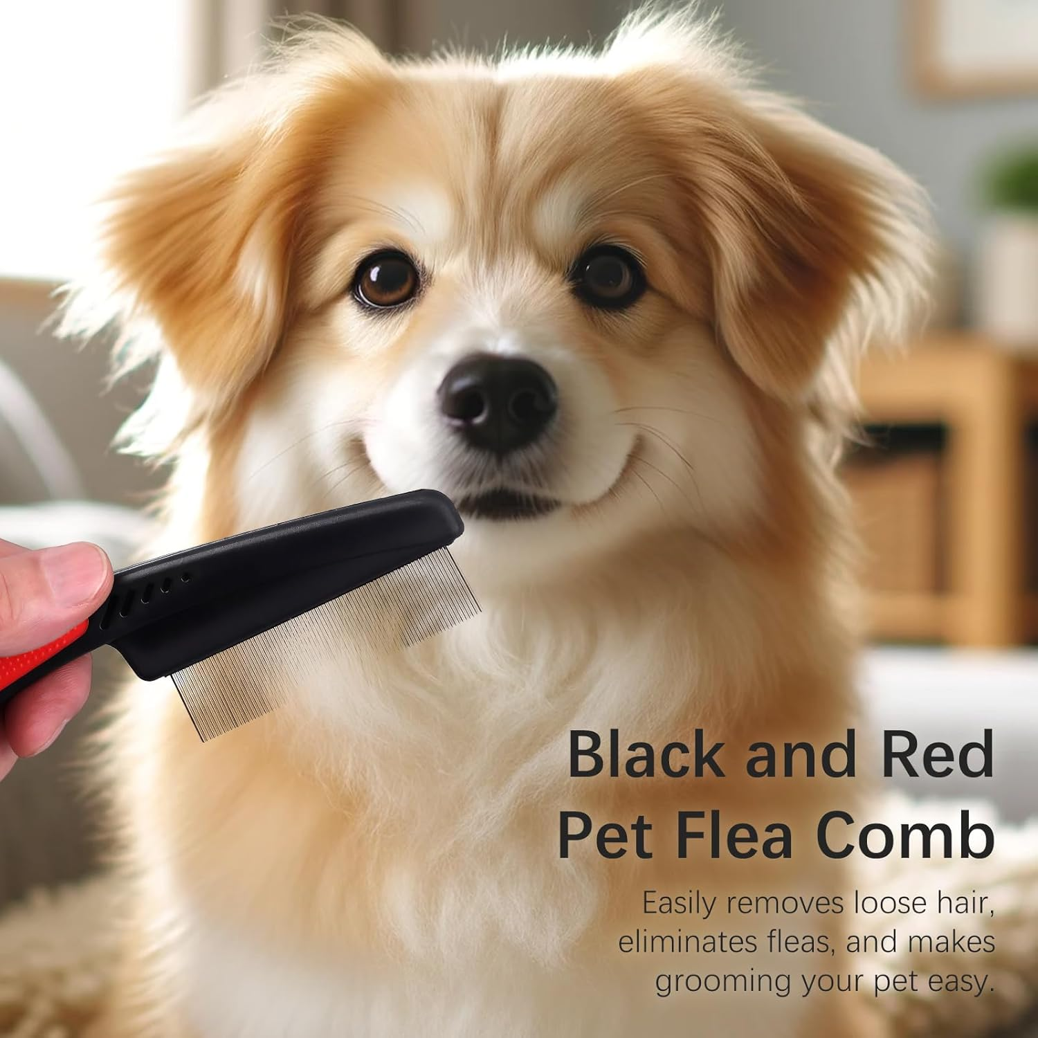 Fine-Tooth Dandruff Comb, Durable Stainless Steel Dandruff Removal, Professional Hair Styling Tool for Adults and Kids (Black+Red)