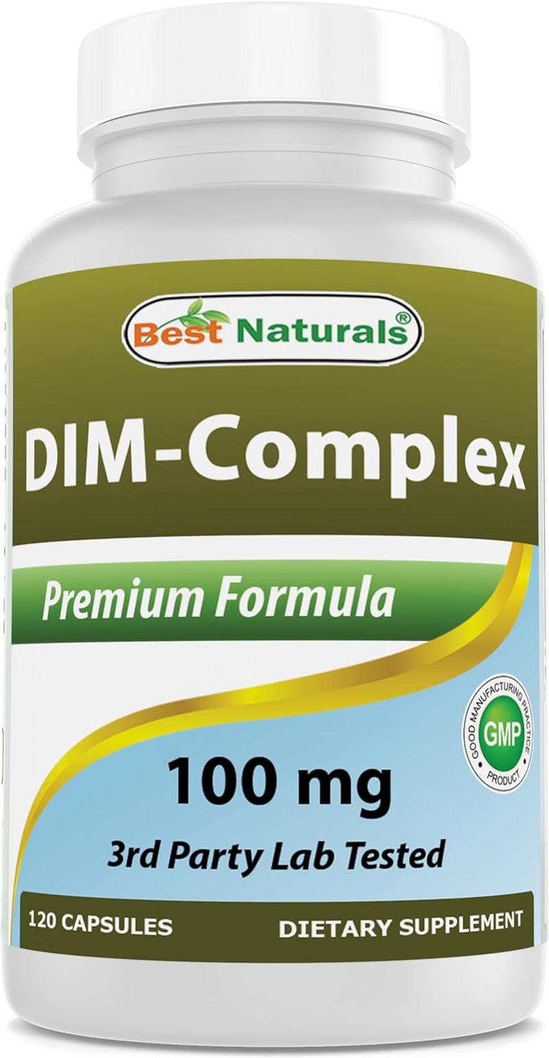 Best Naturals DIM Supplement 100 Mg 120 Capsules, DIM for Estrogen Metabolism & Balance, for Menopause, Body Building, PCOS & Hormonal Acne image number 1