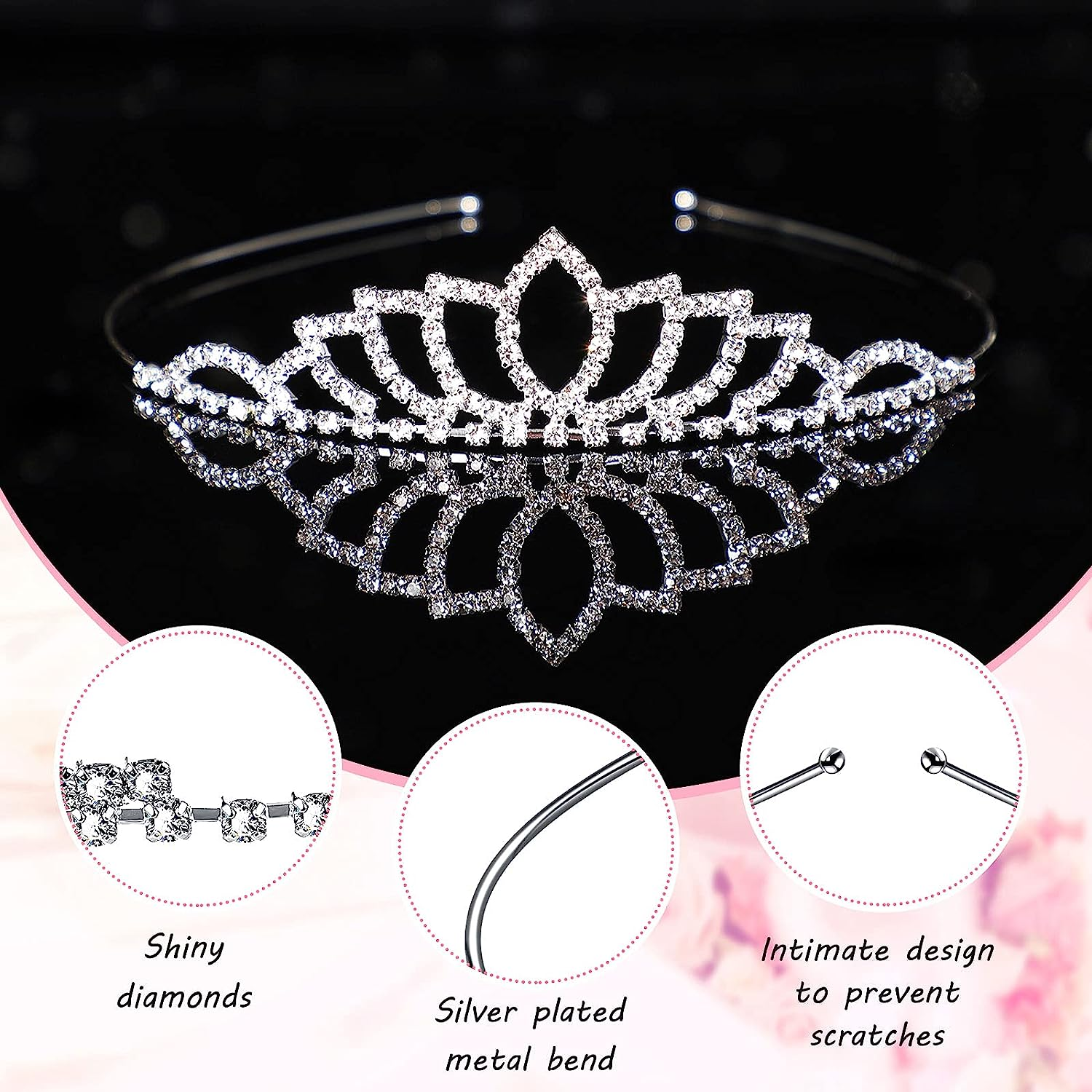 20 Pieces Girls Tiara Crown Silver Crystal Rhinestone Crown Headband Princess Party Tiara Girls Wedding Headpiece for Kids Birthday Prom Pageant image number 2