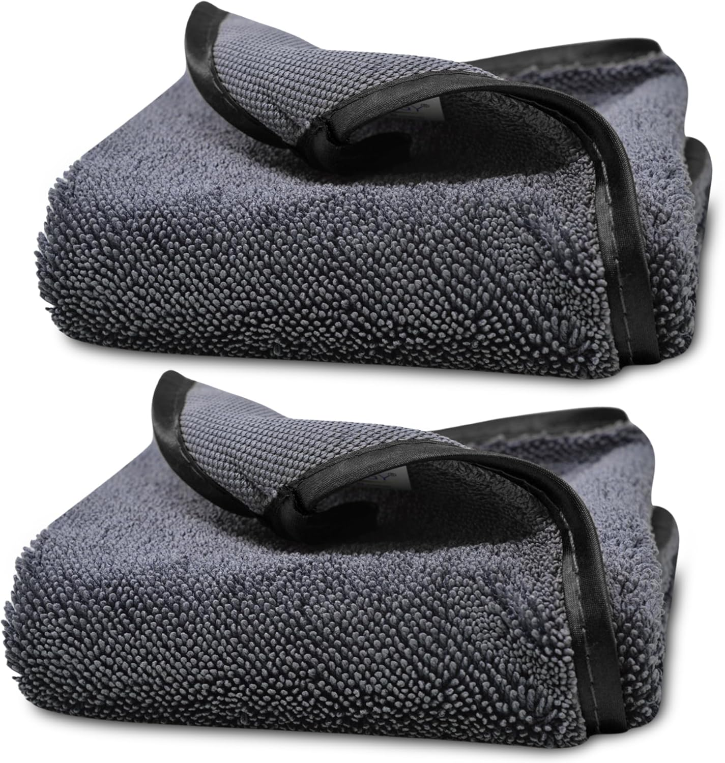 Towelogy Microfibre Shower Drying Cloths Streak Free, Super Absorbent Cleaning Cloth for Glass, Window, Kitchen, Car, Bathroom Drying Cloth | 2 Pack, Large 40X40Cm (Black) image number 4