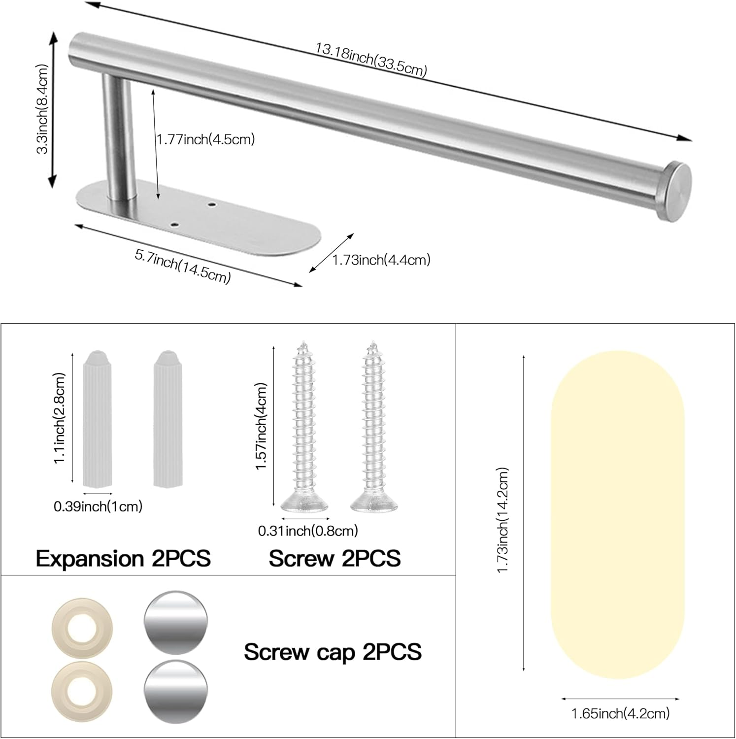 Paper Towel Holders for Kitchen,Paper Towels Bulk- Self-Adhesive under Cabinet,Both Available in Adhesive and Screws,Stainless Steel (Sliver) image number 2