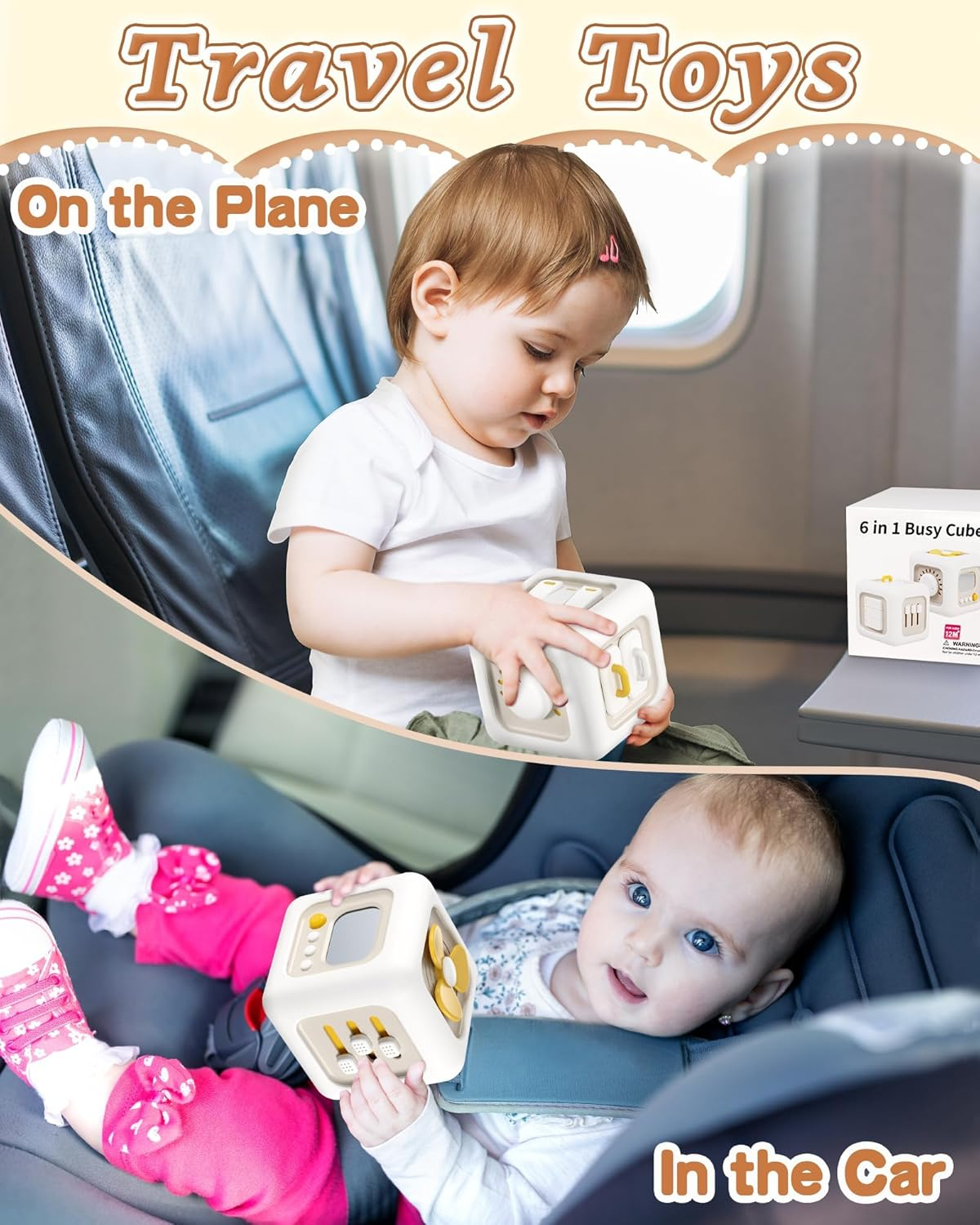 6 in 1 Busy Cube Montessori Toys for 1 Year Old Boy, Baby Sensory Toys for Ages 1-3, Toddler Learning Activities Travel Toy Birthday 1 2 3 Year Old Boy Girl