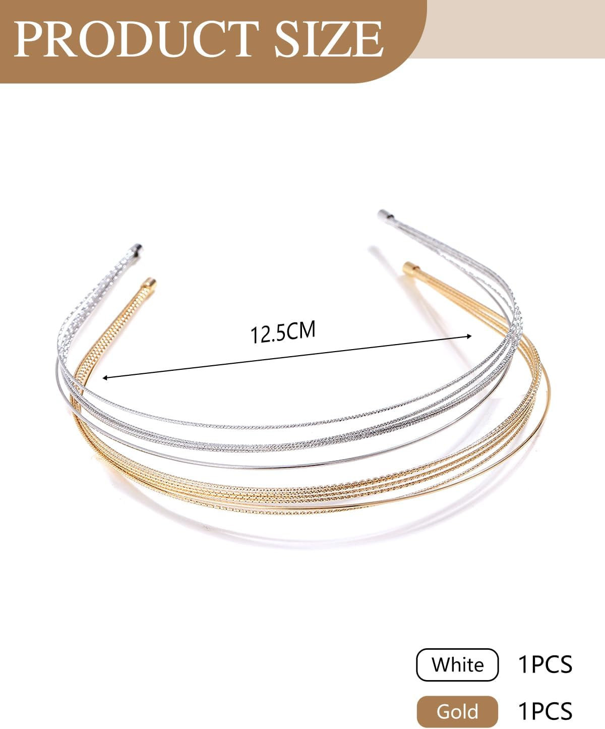 KGDUYC 2Pcs Multilayer Metal Headbands for Women, Fashionable Thin Headband, Layered Headband Women'S Elegant Hair Bands, Headwear, Hair Accessories, Gold/Silver image number 1