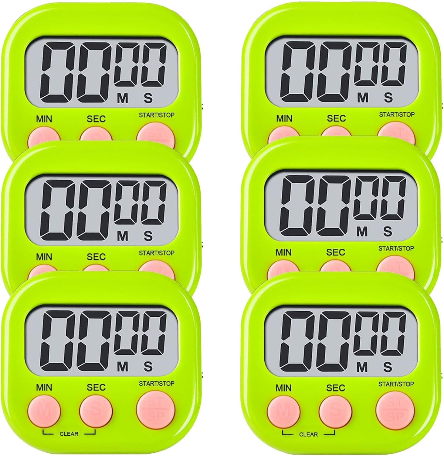 Kitchen Timer, Digital Classroom Timer, Stopwatch, Suitable for Kitchen, Study, Work, Exercise Training, Outdoor Activities (6P Green) image number 6