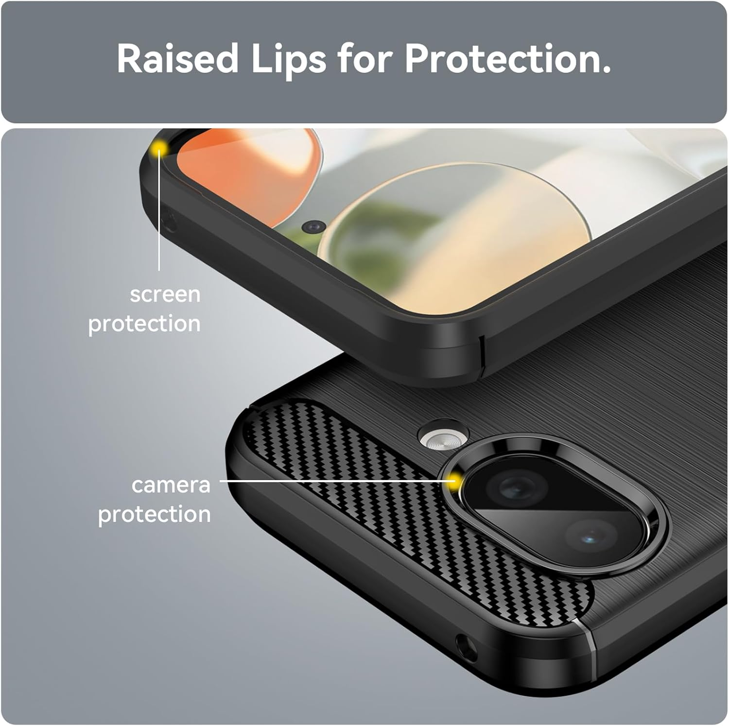 HEYUS Case for Google Pixel 9A 6.3-Inch 2025, Shock-Absorption Brushed Flexible Soft Carbon Fiber Protective Cover for Google Pixel 9A image number 2