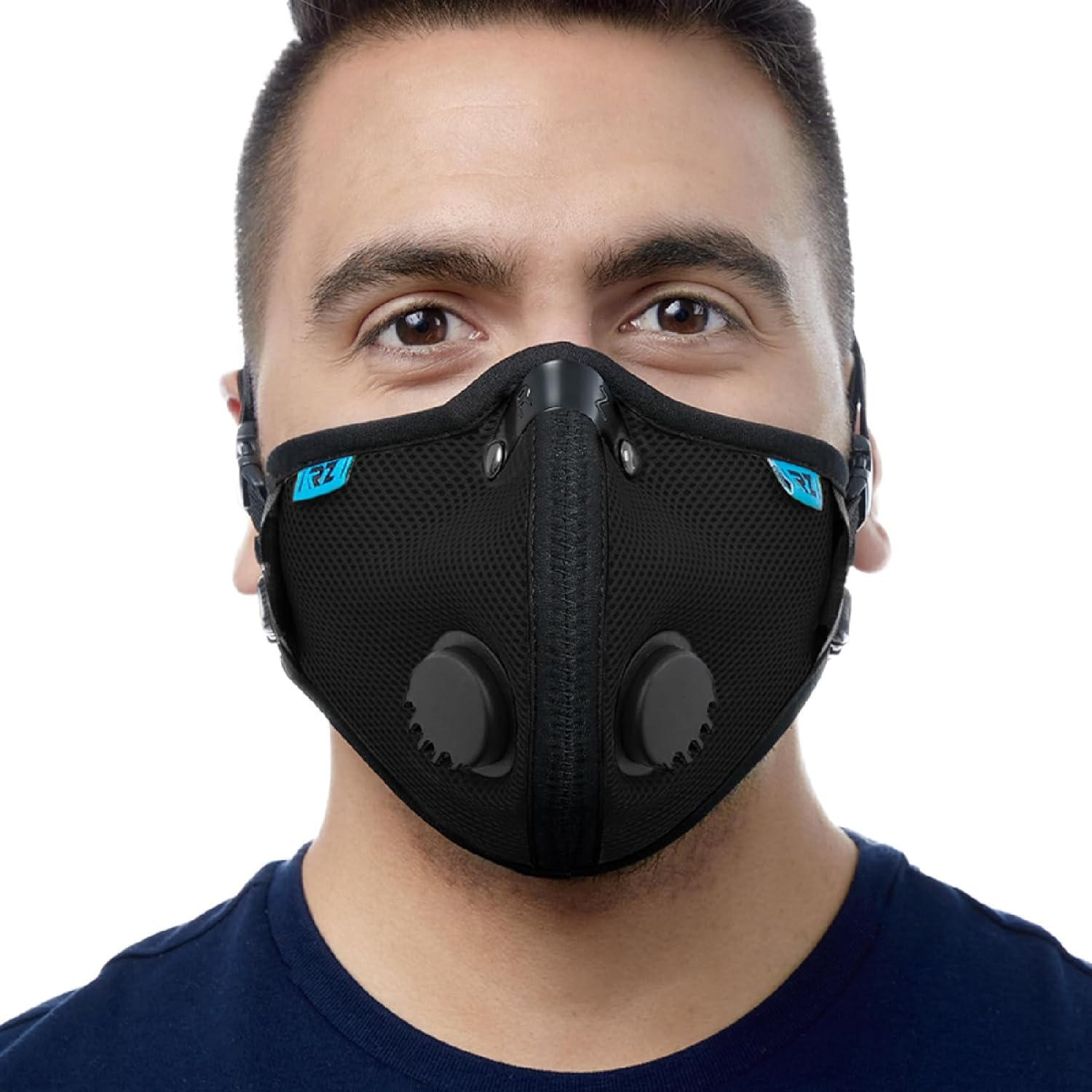 Rzmask M2.5 Large Dust Face Mask Breathable Mesh Black with Replaceable Filters image number 1