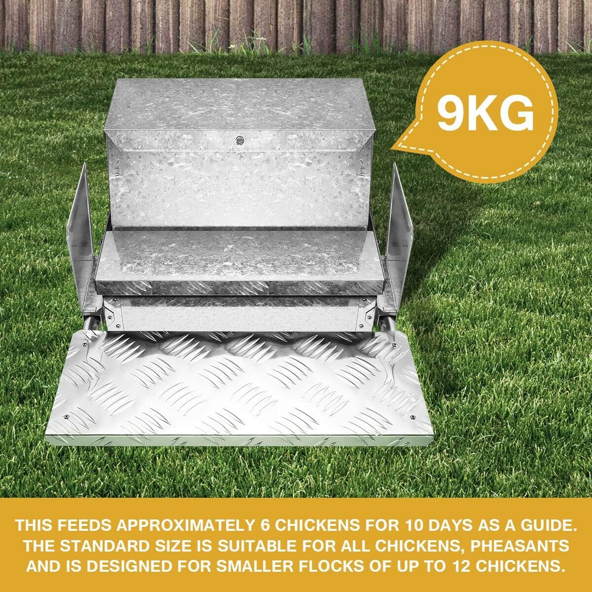 LEDON 20LBS Auto Automatic Chicken Feeder Galvanized Poultry Chook Treadle Self Coop Self-Opening Coop for Chickens, Ducks, Geese