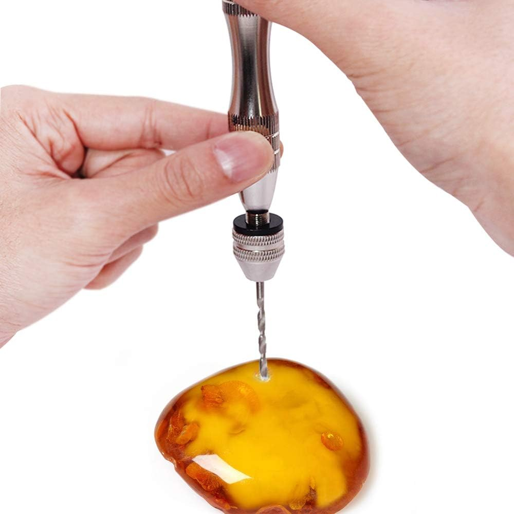 Hand Pin Vise with 20 Pcs Drill Bits, Finegood Precision Hand Drill Rotary Tool with Mini Twist Drill Bits Set for Resin Casting Molds, Jewelry Wood Plastic Making image number 3