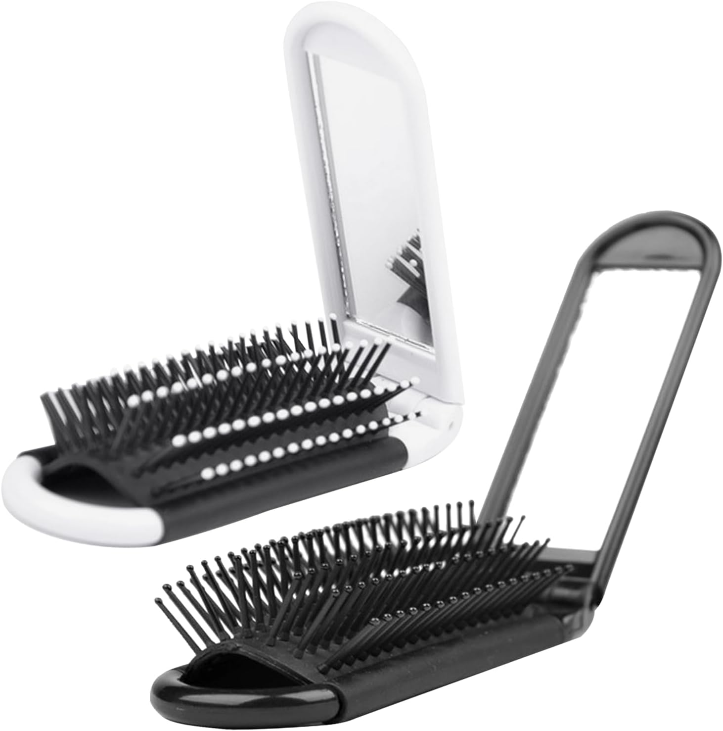 4Pcs/2Pcs Folding Travel Hair Brush with Mirror,Compact Pocket Hair Comb Travel Brush for Women Mini Hairs Brushs for Men Pocket Brushs Hairs Styling Tools(Color:2Pcs) - 2Pcs image number 2