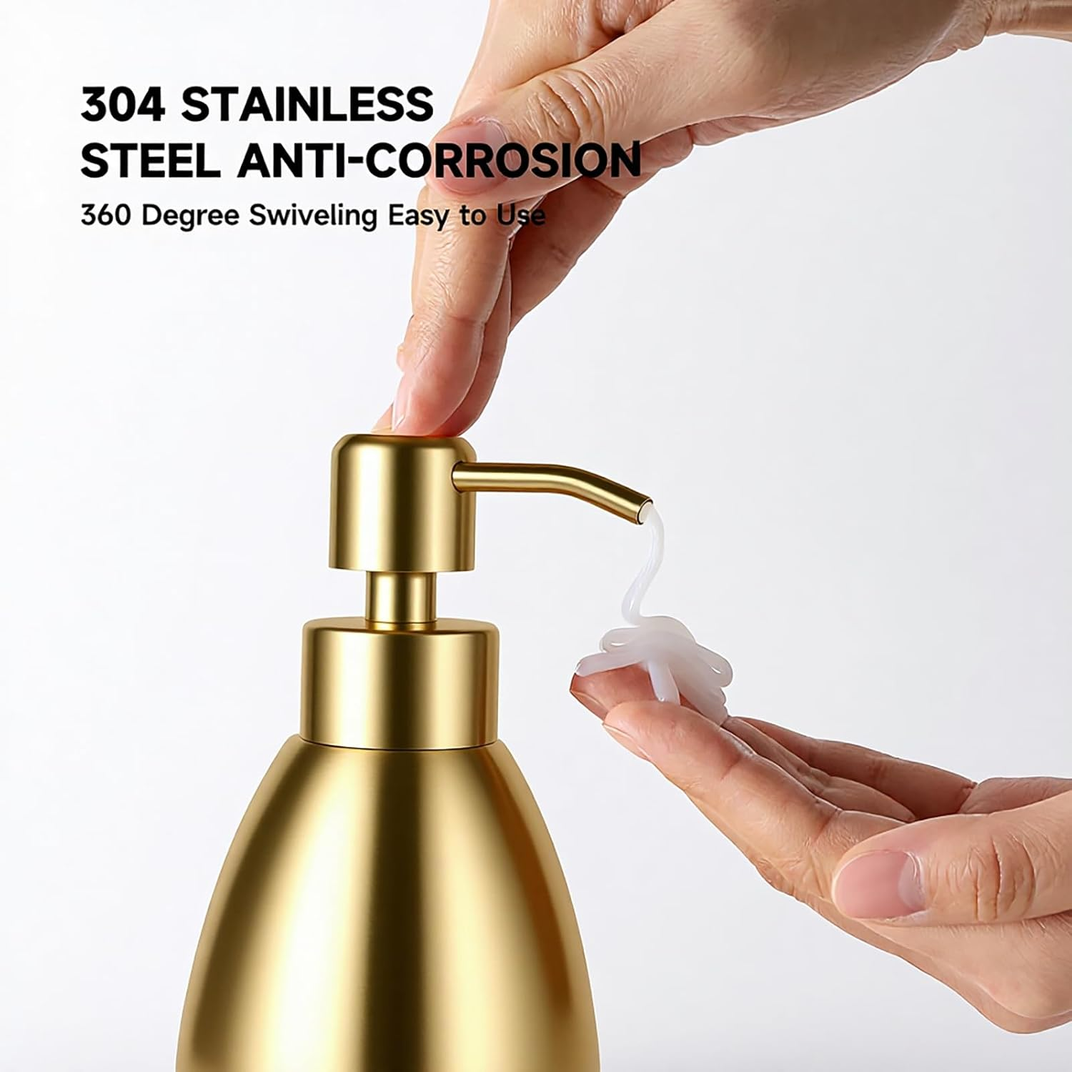Emarful 304 Stainless Steel Soap Dispenser 16Oz Rust-Proof Liquid Soap Pump Bottle for Kitchen or Bathroom Countertop Hand Dish Lotion Leak-Proof (Gold) - Brushed Nickel image number 4