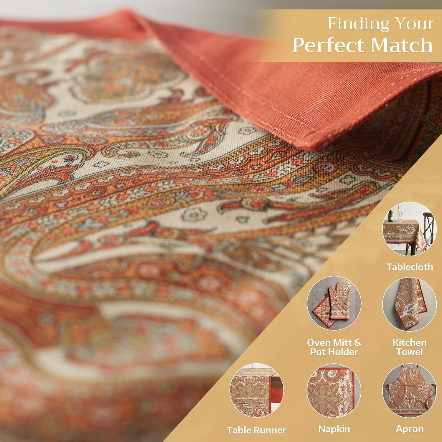 Maison D'Hermine Placemats Set of 4 100% Cotton Washable Cloth Place Mats, Reusable Table Mats for Kitchen Dining Decoration, Party, Wedding, Restaurant (Kashmir Paisley, 13" X 19") image number 2