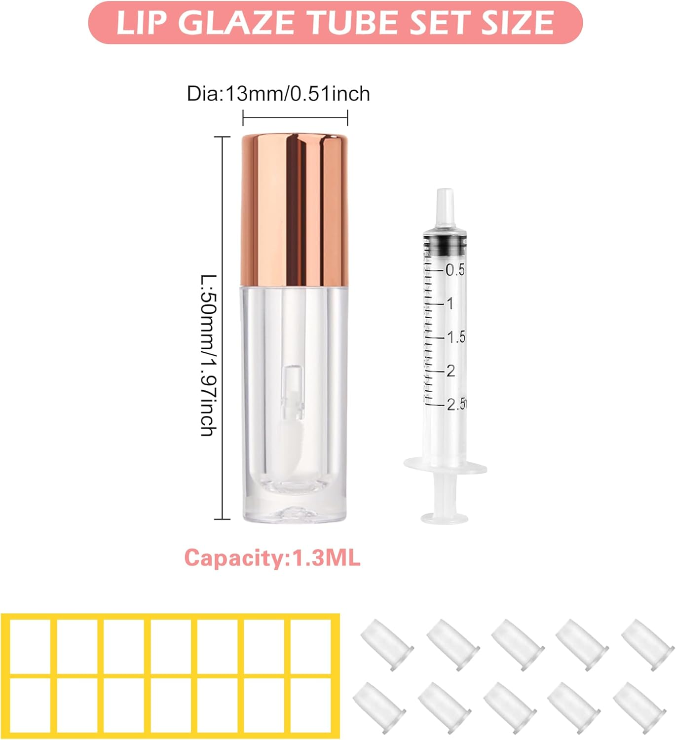 1.3ML Empt Lip Gloss Tube, 52Pack Clear Mini Refillable Balm Bottles Transparent Lipstick Containers for Lip Samples Portable DIY Containers Vials with Lipbrush and Cover for Travel and Home Use image number 3