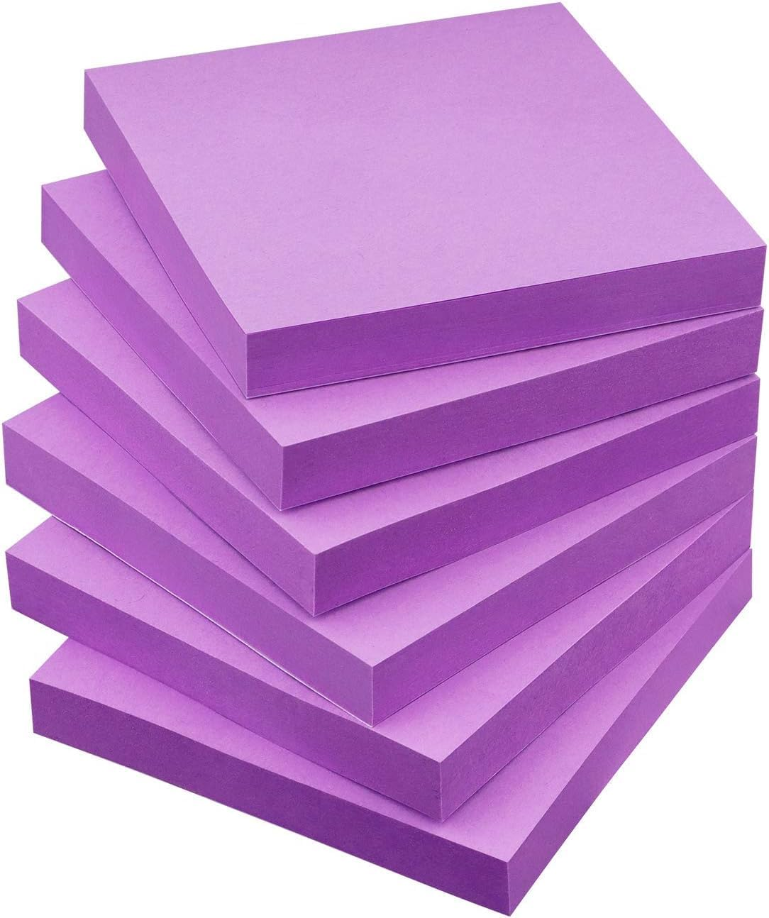 Sticky Notes 3X3 Self-Stick Notes Pads with 6 Bright Colors, Easy to Post for Office, Shool, Home,Restaurant,6 Pads/Pack, 50 Sheets/Pad-Purple image number 4