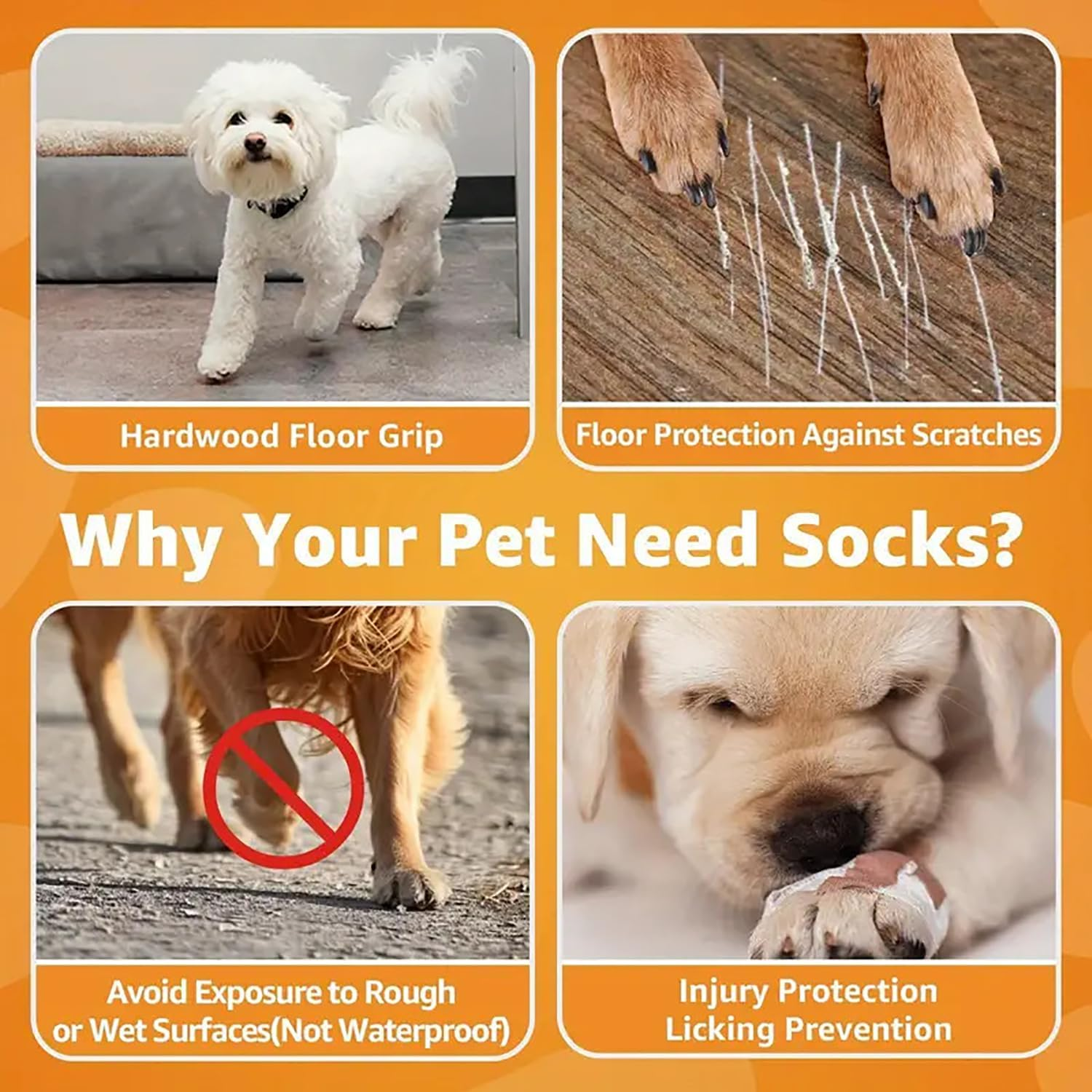 BEANPRECOY Dog Socks to Prevent Licking Paws Non-Slip Dog Socks for Hardwood Floors Comfortable Paw Protectors Booties Shoes for Hot Pavement and Winter Indoor and Outdoor Use image number 1