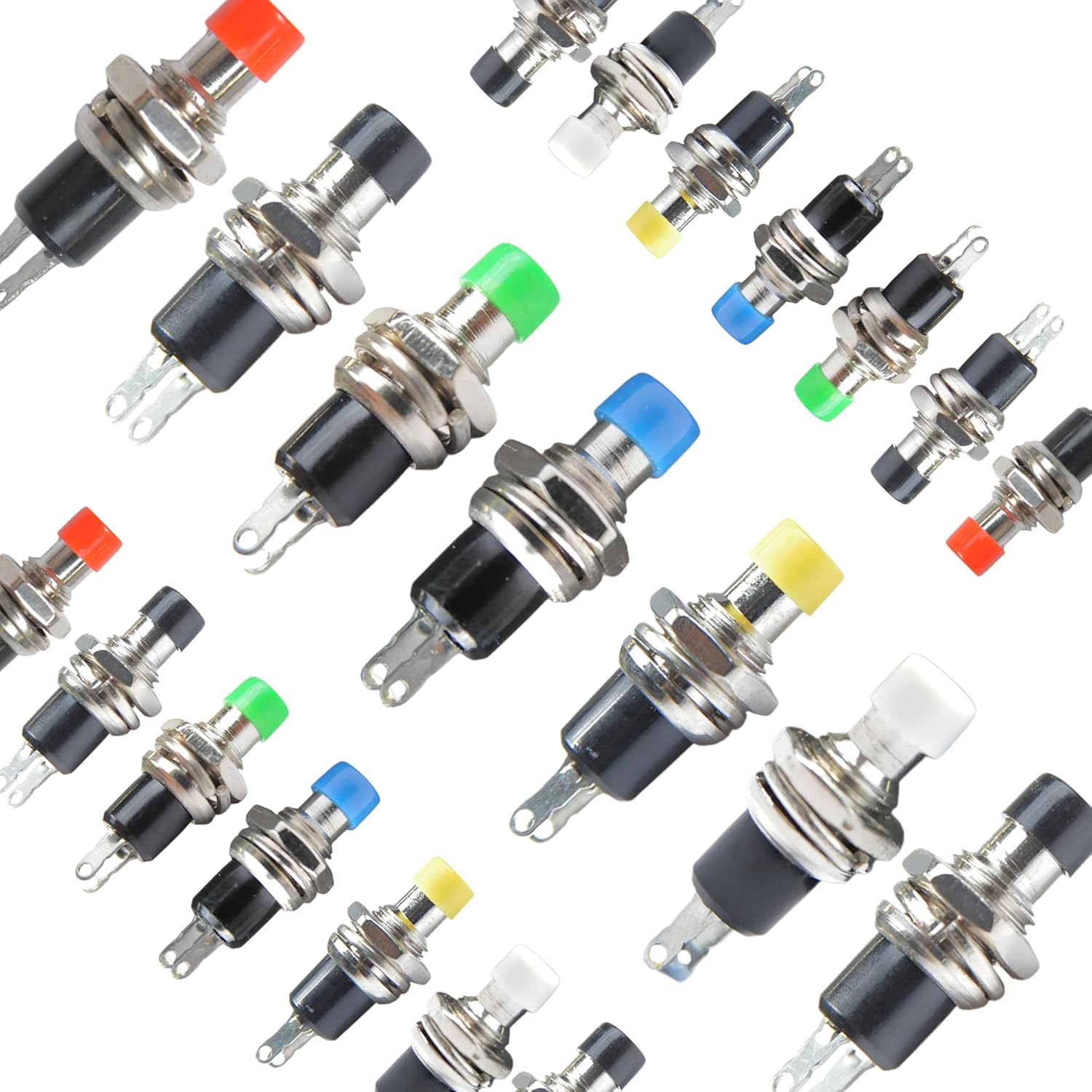 Lonely Binary 24-Pack PBS110 Momentary Push Buttons &ndash; Assorted Color Panel Mount SPST On-Off Switches for Arduino, ESP32, Raspberry Pi Pico & DIY Electronics image number 2