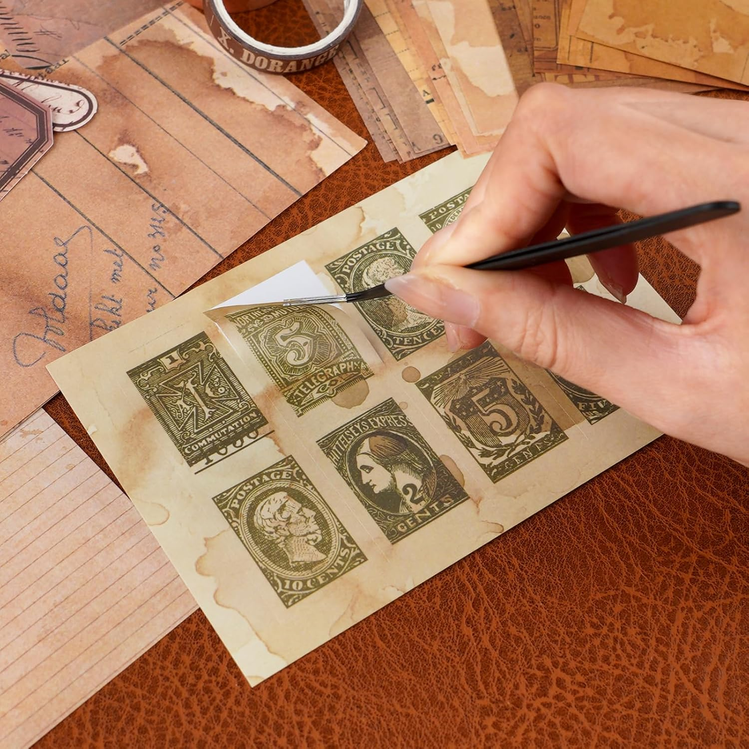 Funto Scrapbooking Kit (202 PCS), Vintage Collection-Retro Travel, Perfect for Bullet Scrapbooking Materials, Planner DIY Arts Craft Collage image number 3