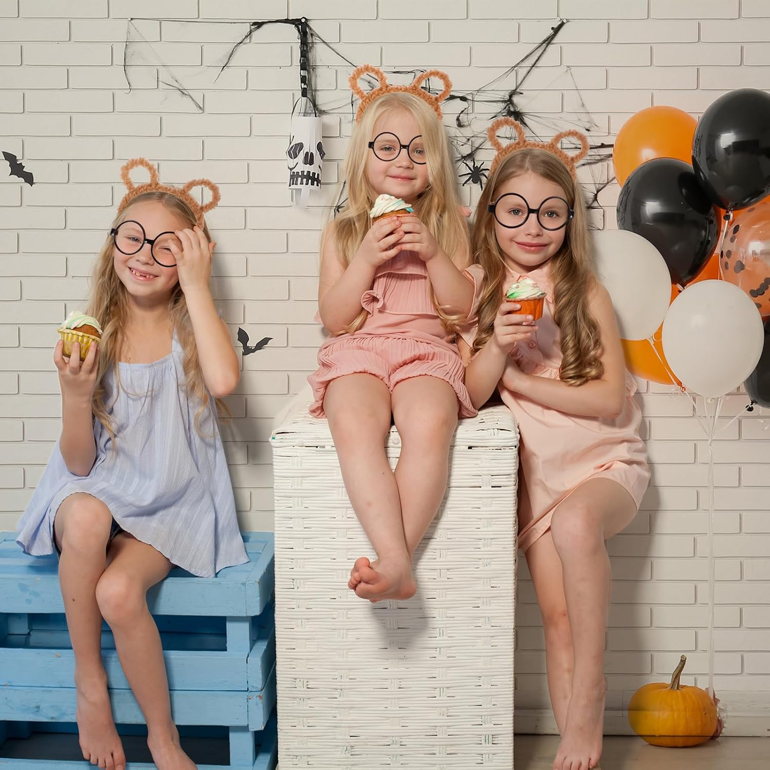 8 Pcs Chipmunks Costumes Set Include 3 Pcs Chipmunk Ears Headband,3 Pairs Soccer Socks,1 Piece Black round Frame Glasses and 1 Red Cap for Adults Teens World Book Day Party image number 5