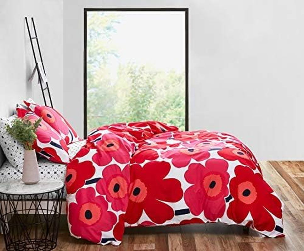 Marimekko - Queen Duvet Cover Set, Cotton Bedding with Matching Shams & Botton Closure, All Season Home Decor (Unikko Red, Queen) image number 3