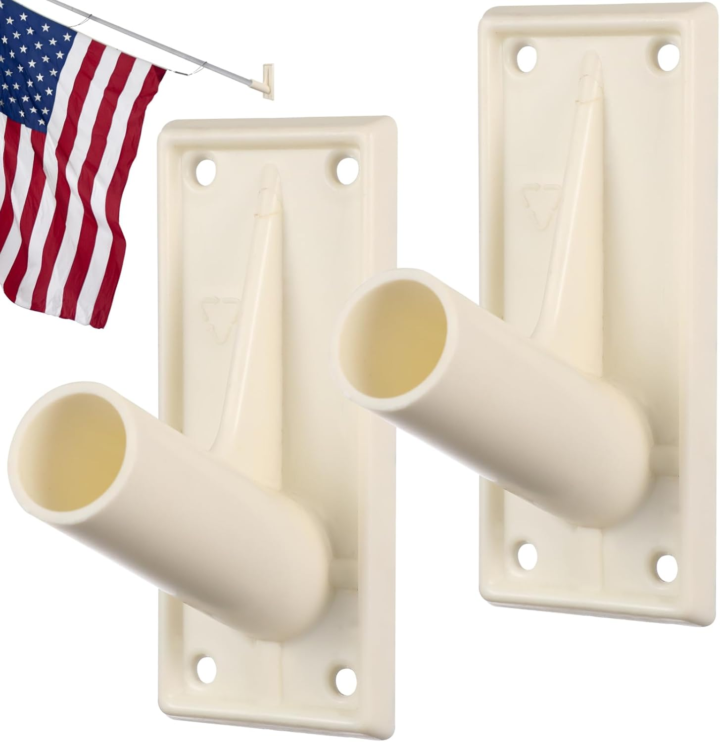 Operitacx Flag Pole Holder for outside House, 2Pcs Wall Mounted Flag Pole Bracket, Flag Holder for House Porch & Outdoor