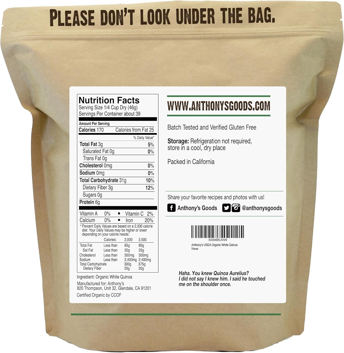 Anthony'S Goods Organic White Whole Grain Quinoa, 4Lbs, Gluten Free & Non Gmo