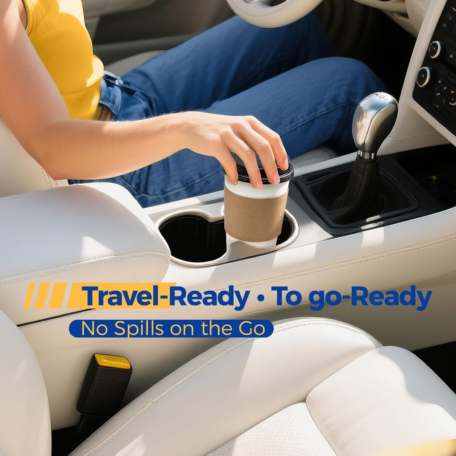 Fit Meal Prep [50 Pack] 16 Oz Hot Beverage Disposable White Paper Coffee Cup with Black Dome Lid and Kraft Sleeve Combo, Medium Grande