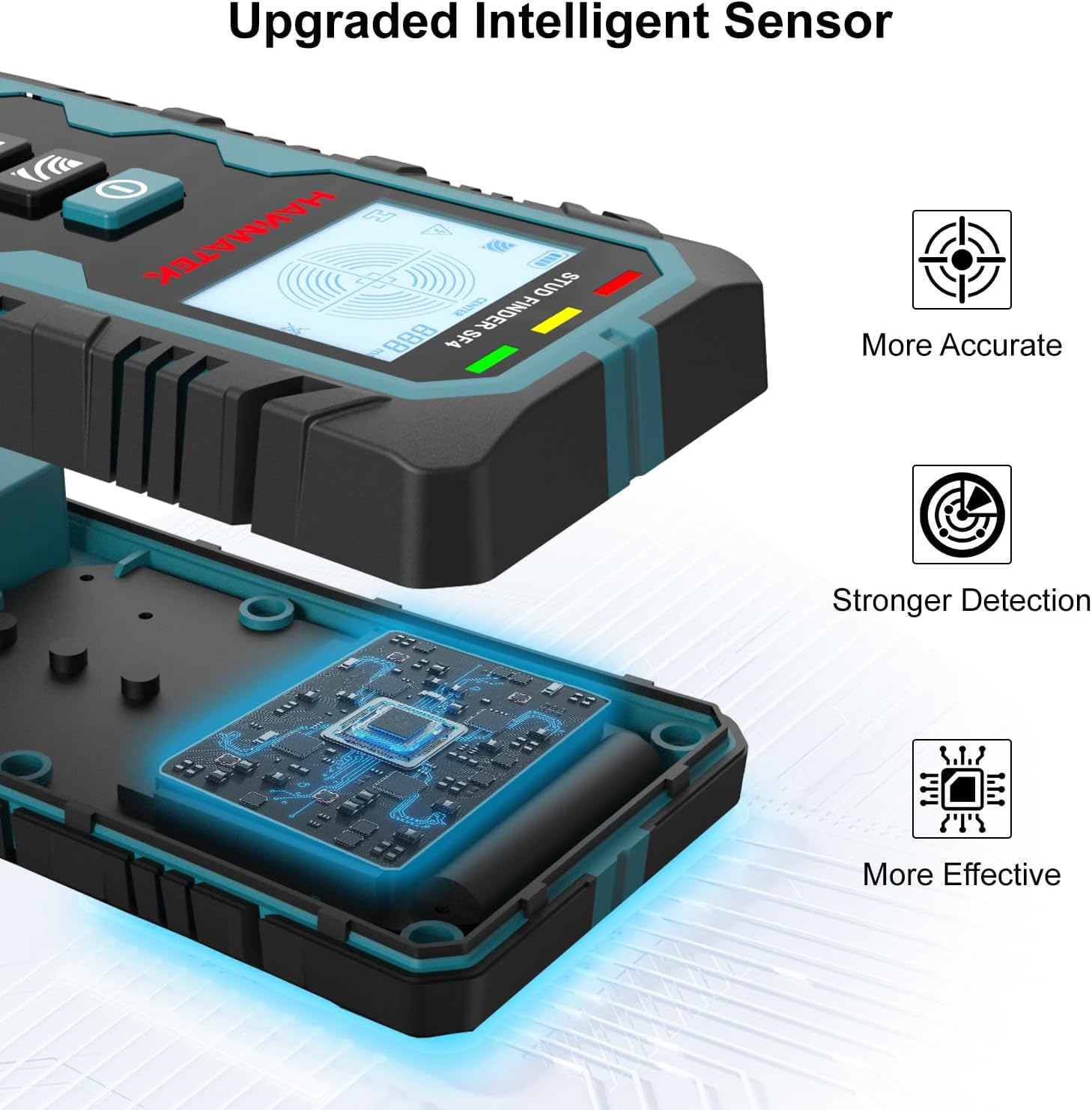 HANMATEK Stud Finder Wall Scanner,5 in 1 Multifunction Stud Locator with Upgraded Smart Sensor Audio Alarm HD LCD Display, Stud Finder Tool for the Center Edge of Metal, Studs, Plaster,Ac Wire,Pipe image number 4