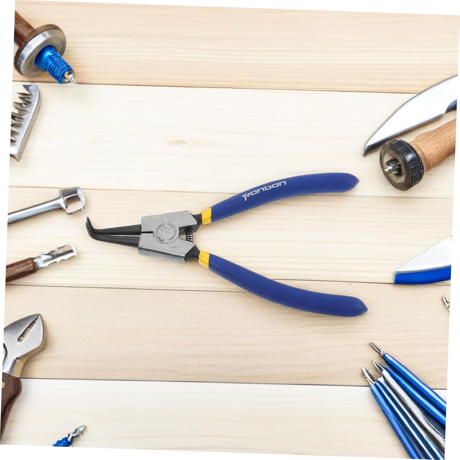 Operitacx 2Pcs Circlip Pliers Internal External Retaining Tools with Bent Nose for Mechanical Automotive Maintenance High Construction for Durability