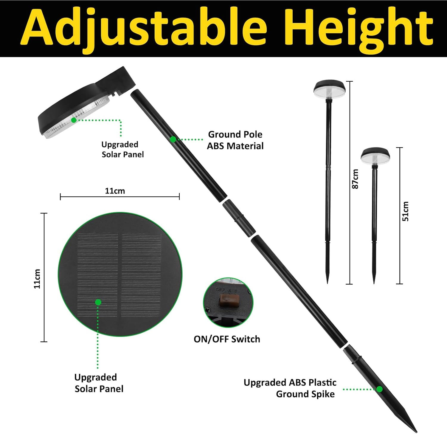 Super Bright Solar Pathway Lights Outdoor 200LM 2 Pack, 31.5 Inch Solar Light LED Landscape Lighting Waterproof Decorative for Garden Ground Lawn Yard Walkway image number 1