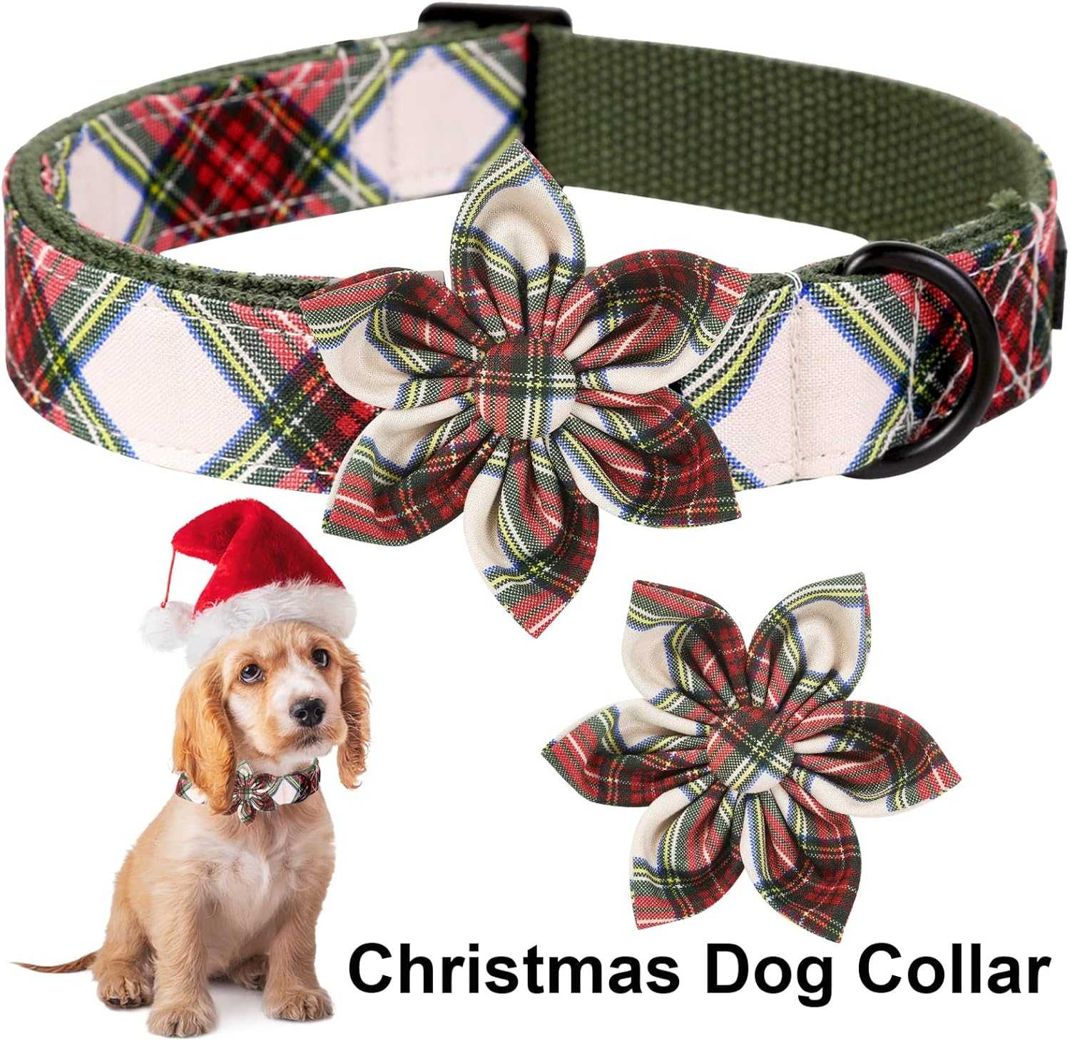 ARING PET Dog Collar with Flower, Dog Collar with Removable Flower, Adorable and Adjustable Christmas Dog Collar for Boy and Girl Dogs.