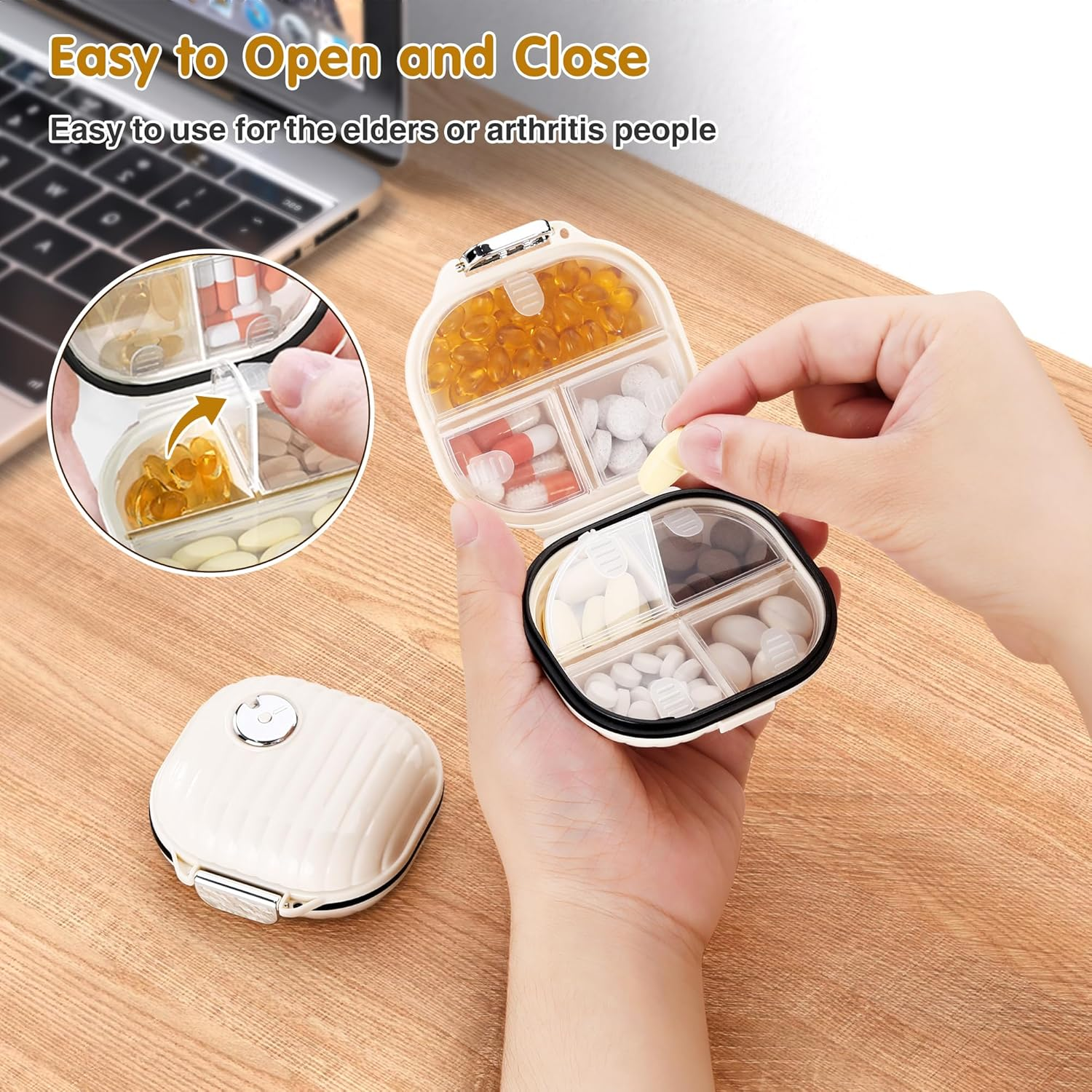 Zannaki Pill Case Portable Small Weekly Travel Pill Organizer, Cute Moisture Proof Pill Box Holder for Pocket Purse Bag, Daily Mini Pocket Pharmacy Medicine Container for Vitamin, Fish Oil, Supplement image number 6