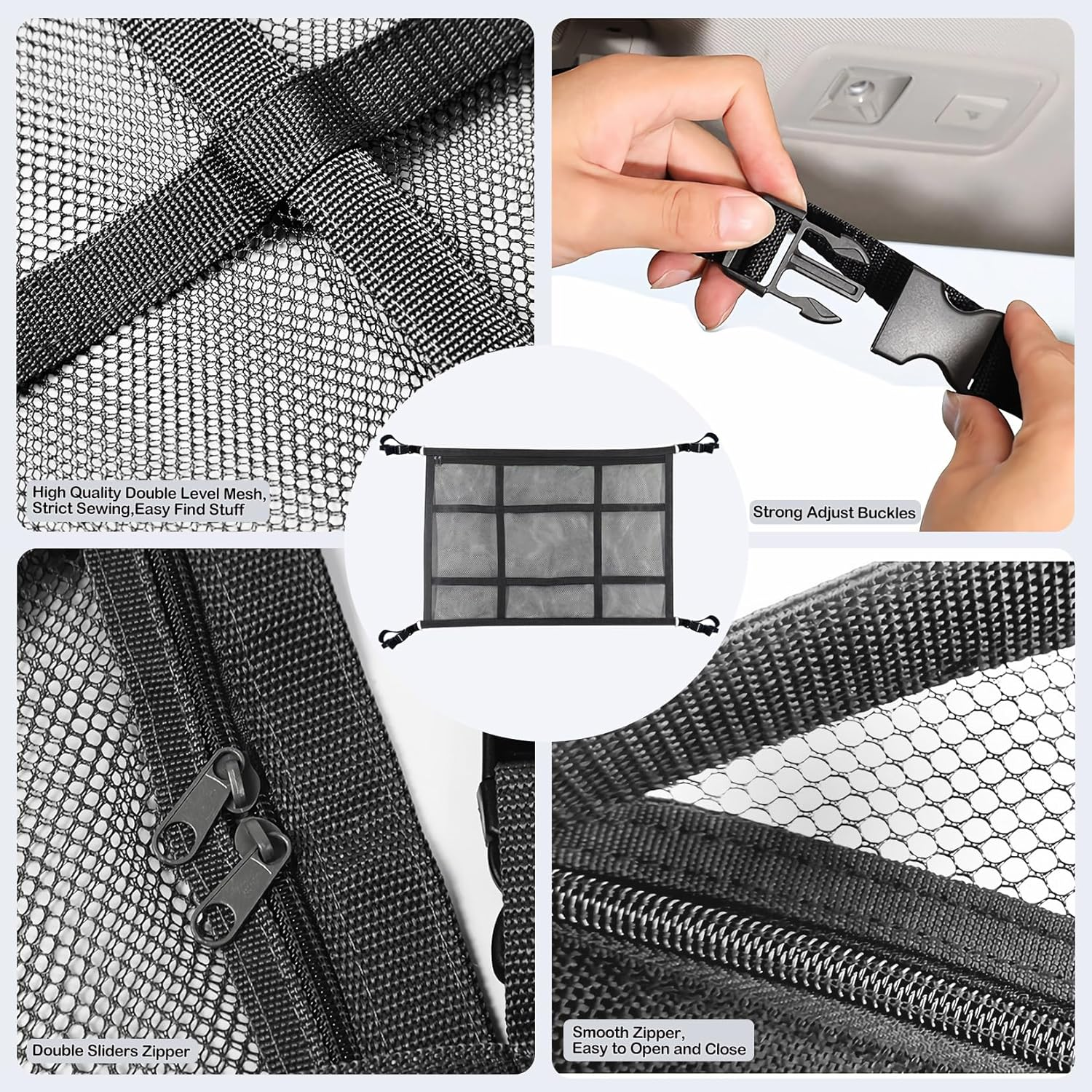 Vimoqi Cargo Net for Van,Trade Tidy Van Storage Solutions,Double Layer Mesh Car Boot Organiser,Large Capacity Car Roof Storage Nets for Campervans,Foldable Lorry Camping Accessories Interior Gadgets