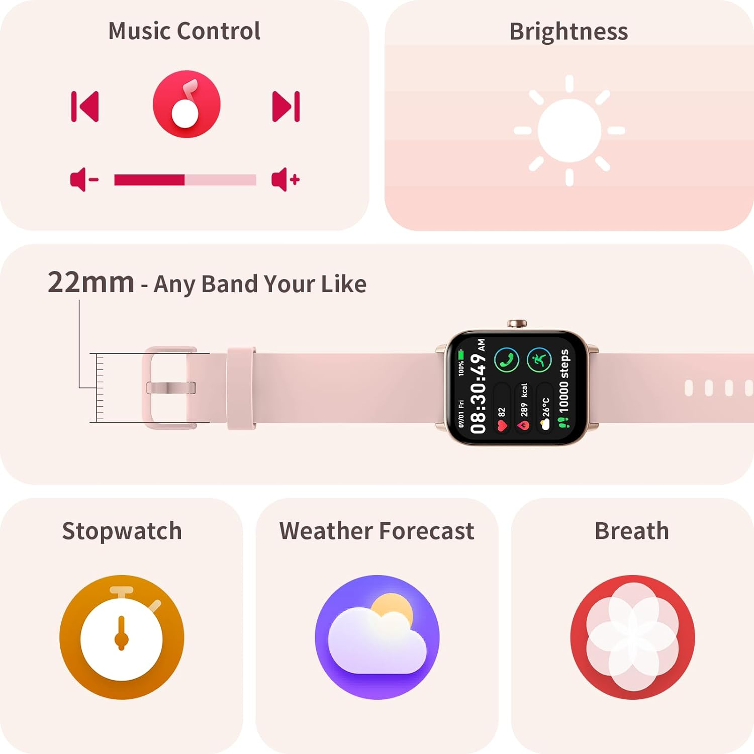 Smart Watch for Women Men (Answer/Make Call), Alexa Built-In 1.8'' Full Touch Fitness Tracker Watch, Blood Oxygen Heart Rate Sleep Stress Monitor Smartwatch,Ip68 Waterproof Sport Watch for Android Ios image number 4