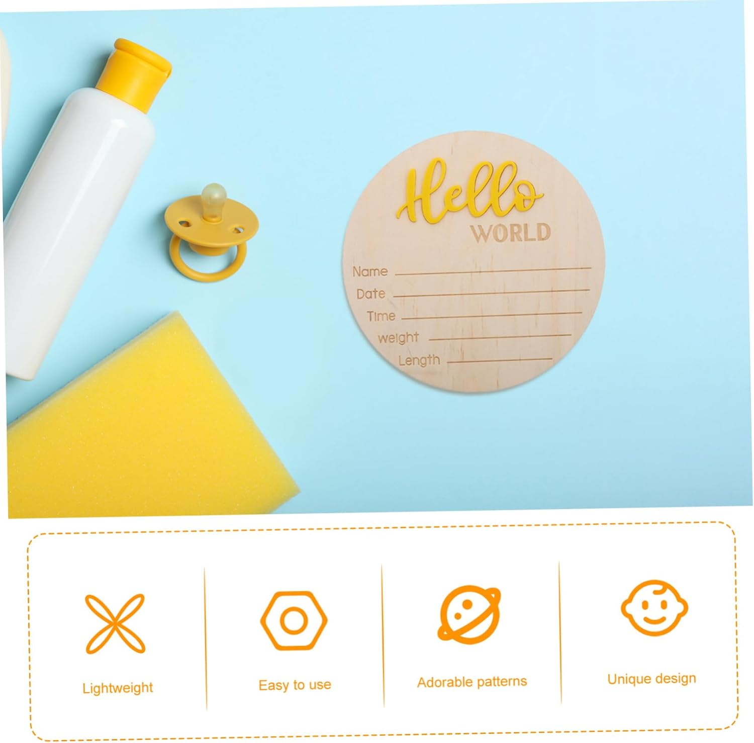 Toddmomy 4Pcs Birth Sign Card Wooden Nursery Announcement Prop for Newborn Arrival Welcome World image number 4