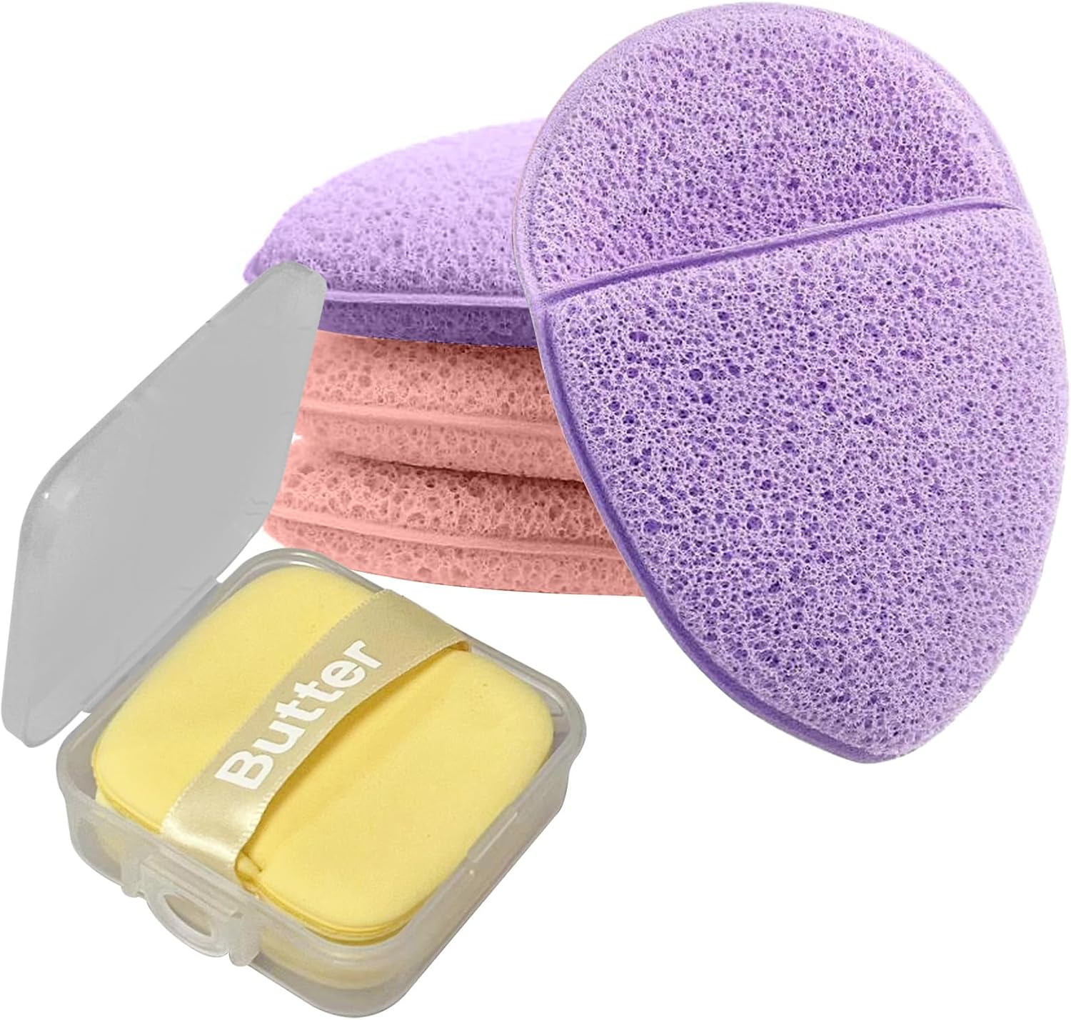 Pack of 6 Exfoliating Sponge, Face Cleansing Cotton Pads, Reusable Make-Up Pads, Washable, Sponges for Facial Cleansing (Yellow, Pink, Purple) (Multicoloured 2) image number 1