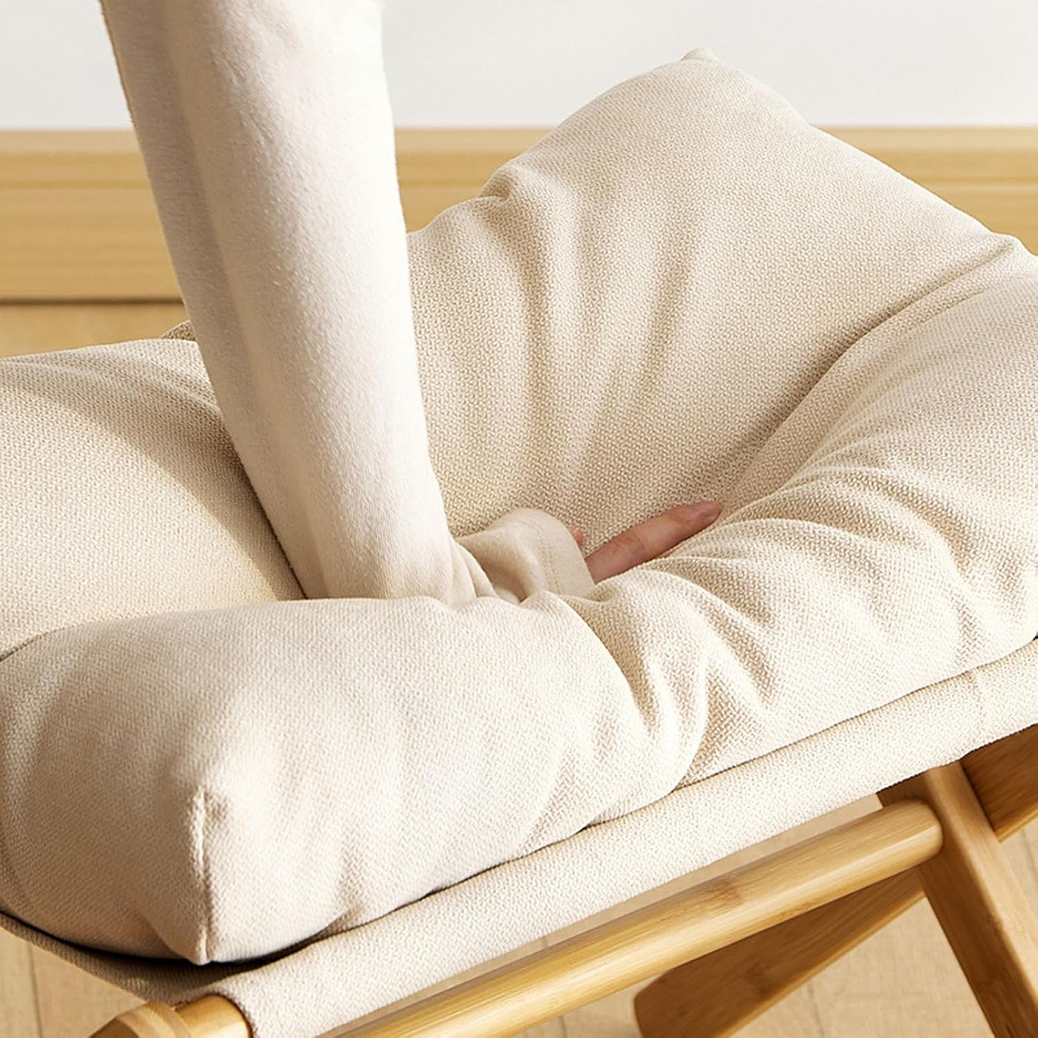 Soft Foot Stool, Footrest Stool Skin Friendly Multifunctional X Leg for Office for Bedroom (Beige) image number 5